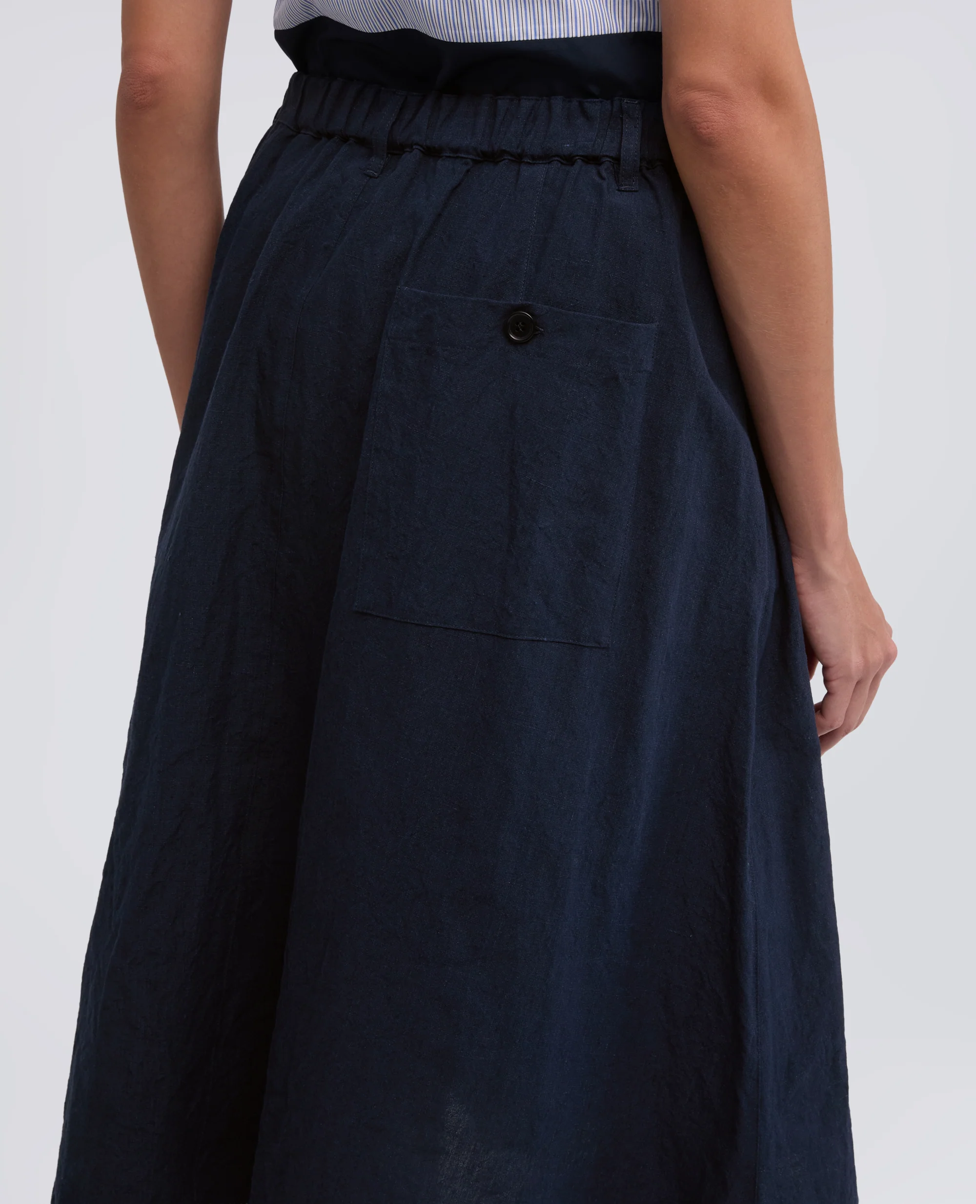 GONNA IN TELA DI LINO/COTONE - AA CAPSULE COLLECTION - NAVY - Image 4