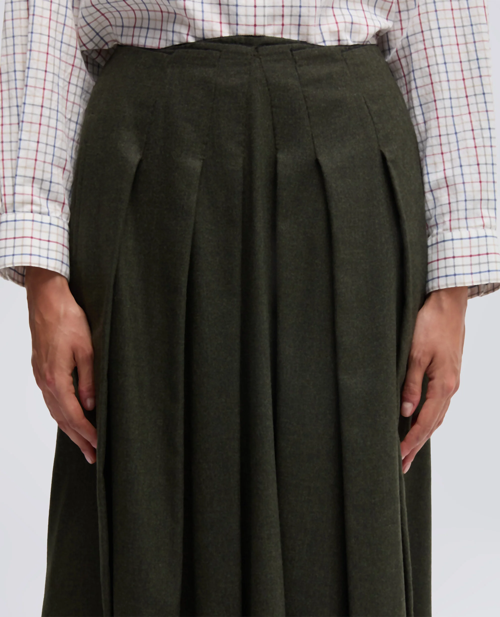 GONNA MIDI IN FLANELLA - MILITARE - Image 3