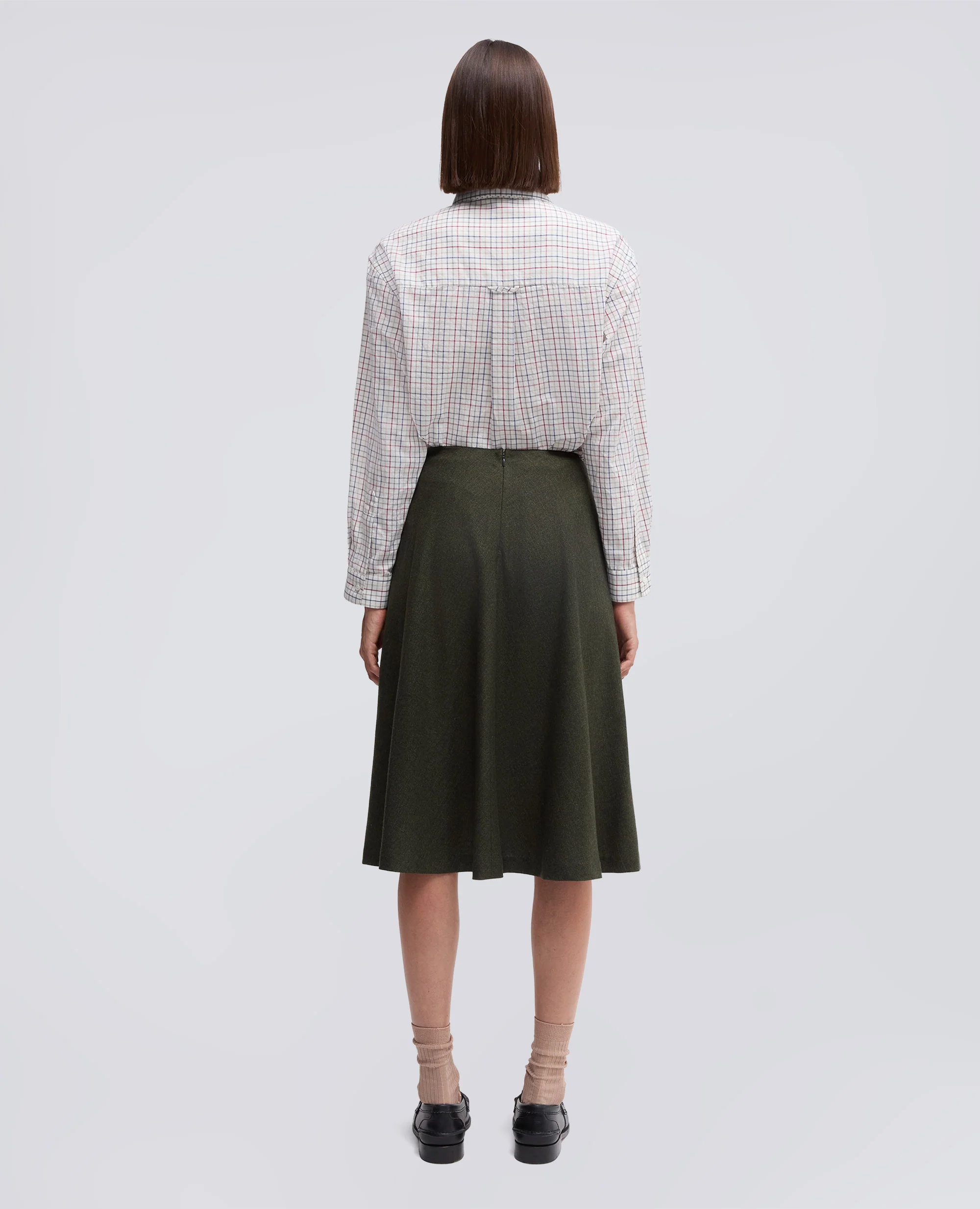 GONNA MIDI IN FLANELLA - MILITARE - Image 4