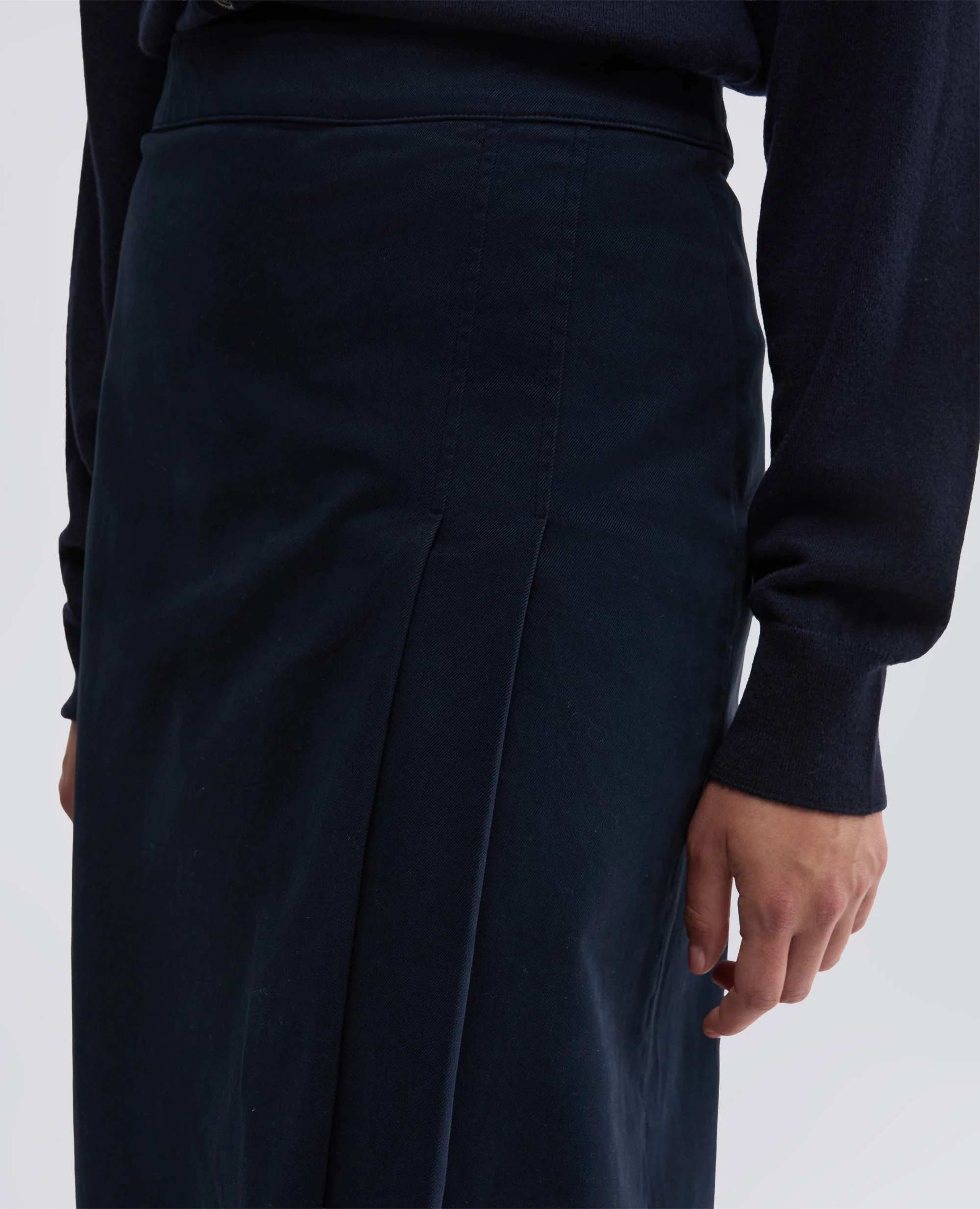 GONNA LONGUETTE IN GABARDINA DI COTONE STRETCH - NAVY - Image 4
