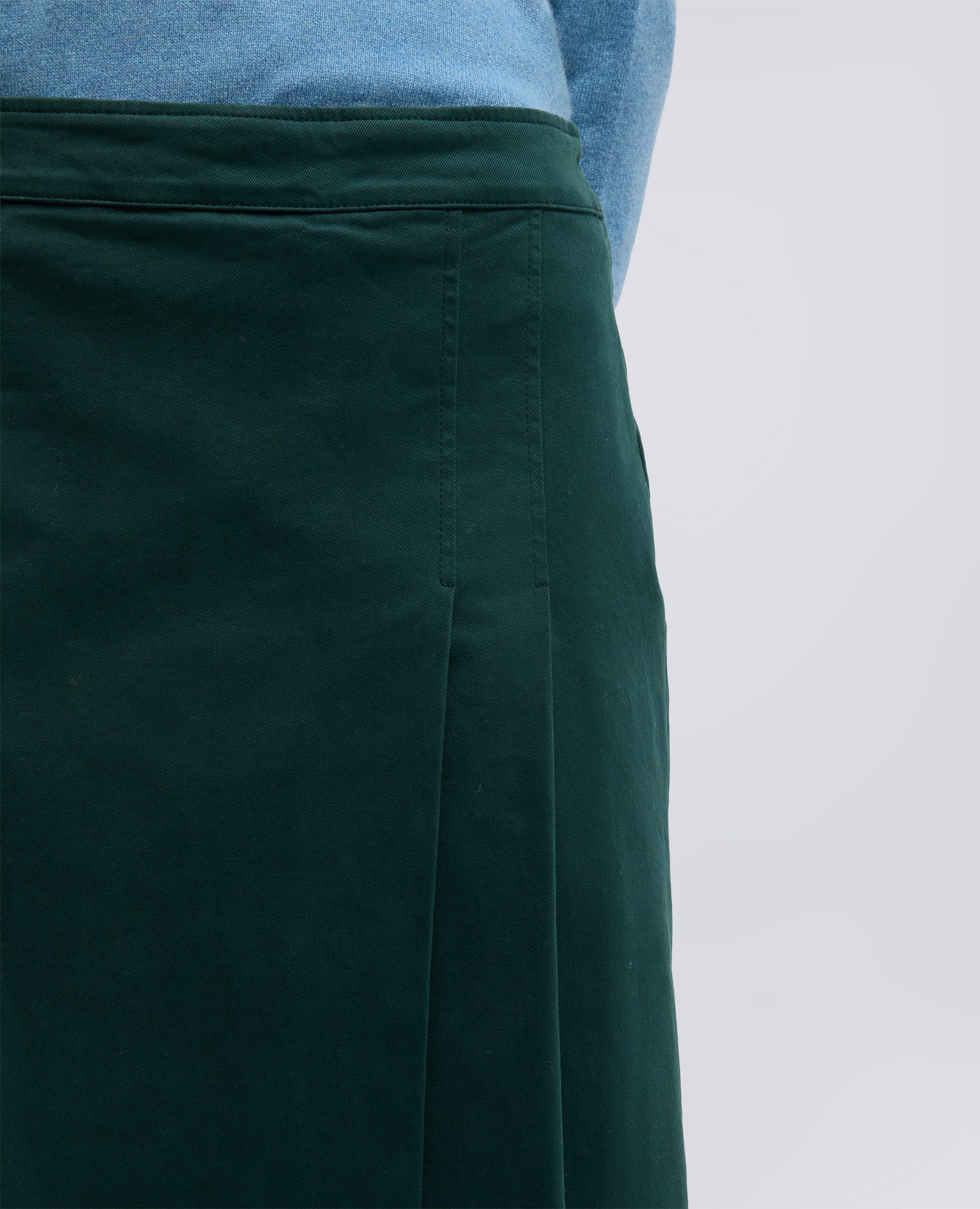 GONNA LONGUETTE IN GABARDINA DI COTONE STRETCH - VERDE INGLESE - Image 4