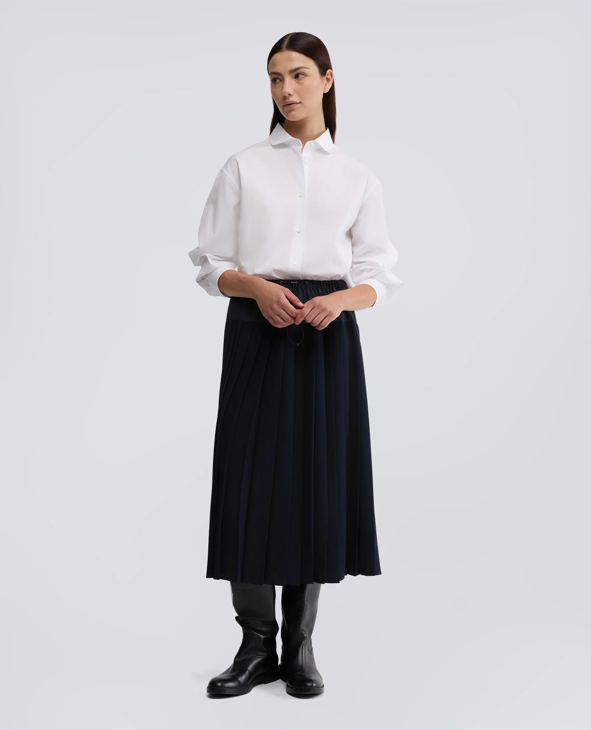 GONNA LONGUETTE IN RASO - NAVY - Image 2