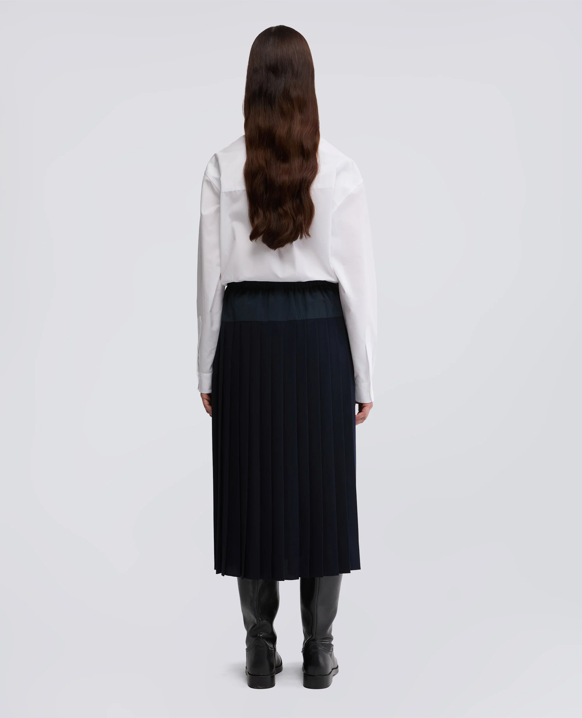 GONNA LONGUETTE IN RASO - NAVY - Image 3