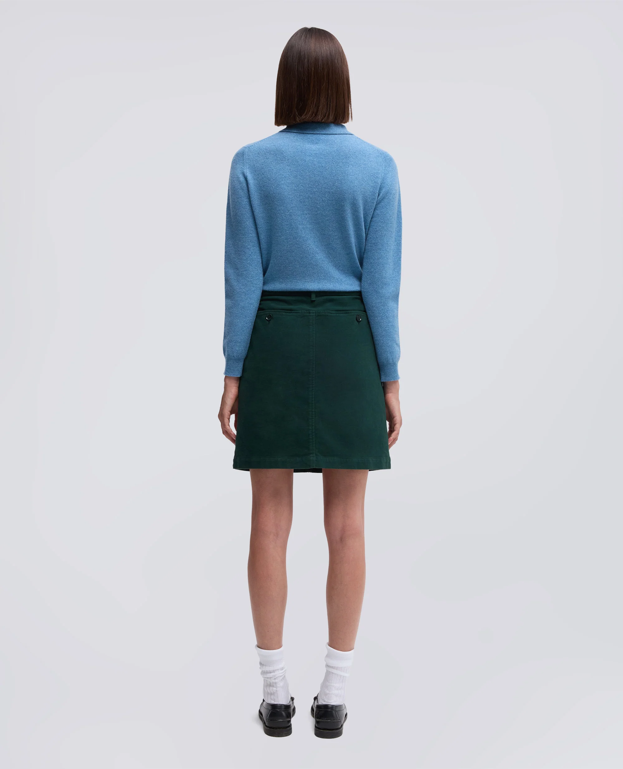 MINIGONNA IN FUSTAGNO STRETCH - VERDE INGLESE - Image 3