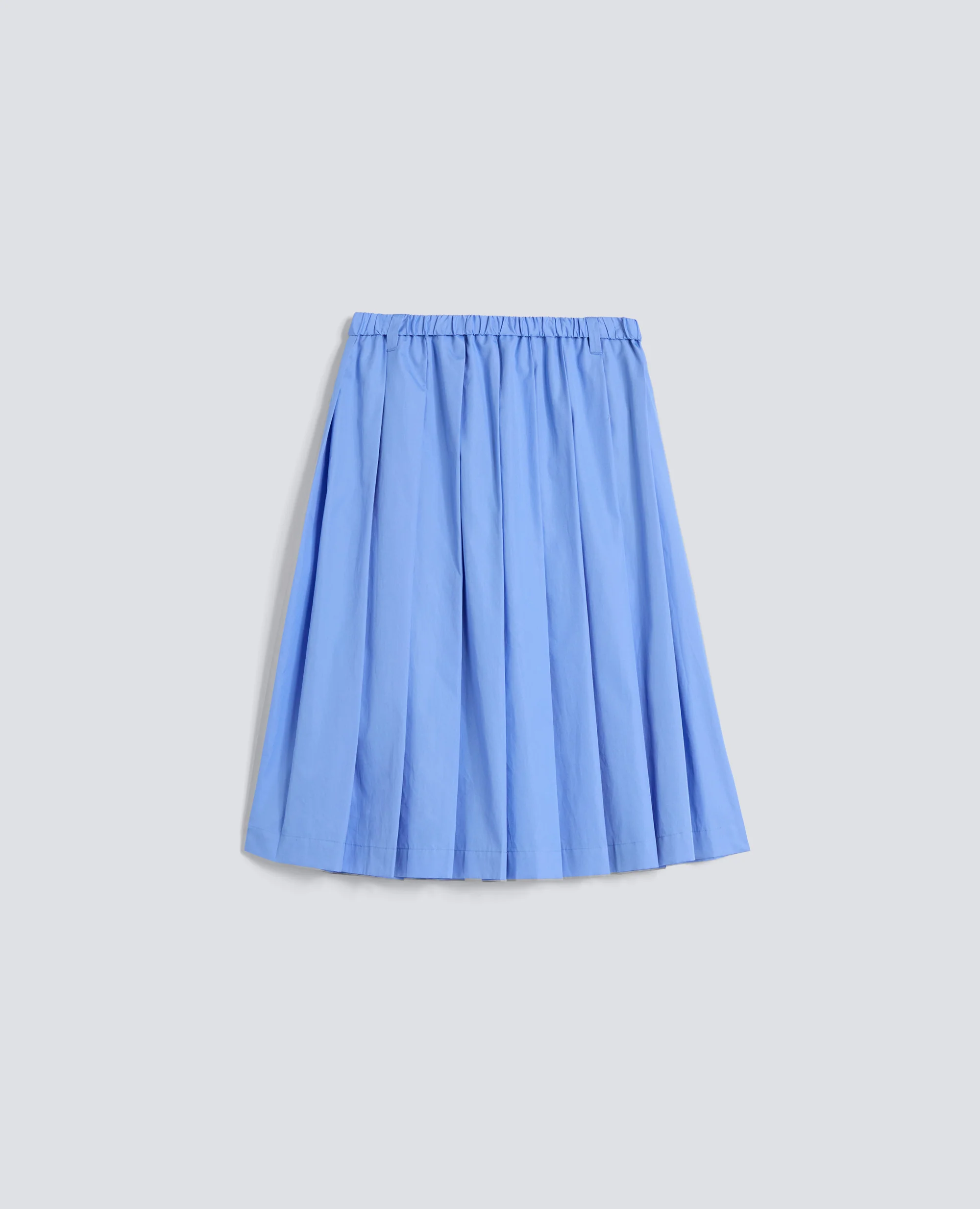 GONNA A PIEGHE IN POPELINE DI COTONE - AZZURRO
