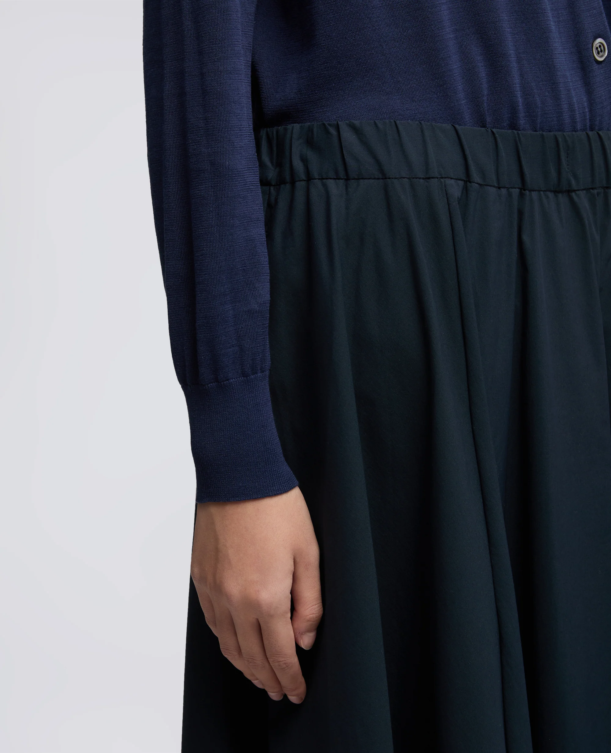 GONNA IN POPELINE COTONE E NYLON STRETCH - NAVY - Image 4