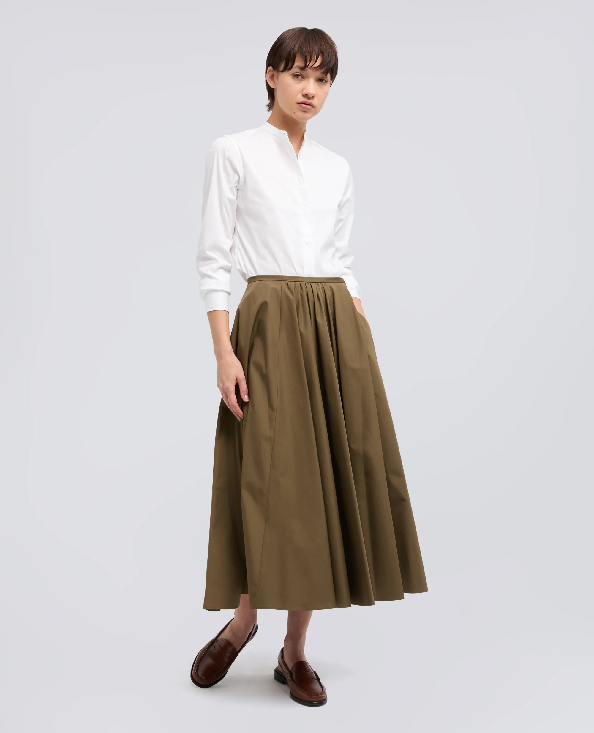 GONNA IN POPELINE COTONE - MILITARE - Image 2