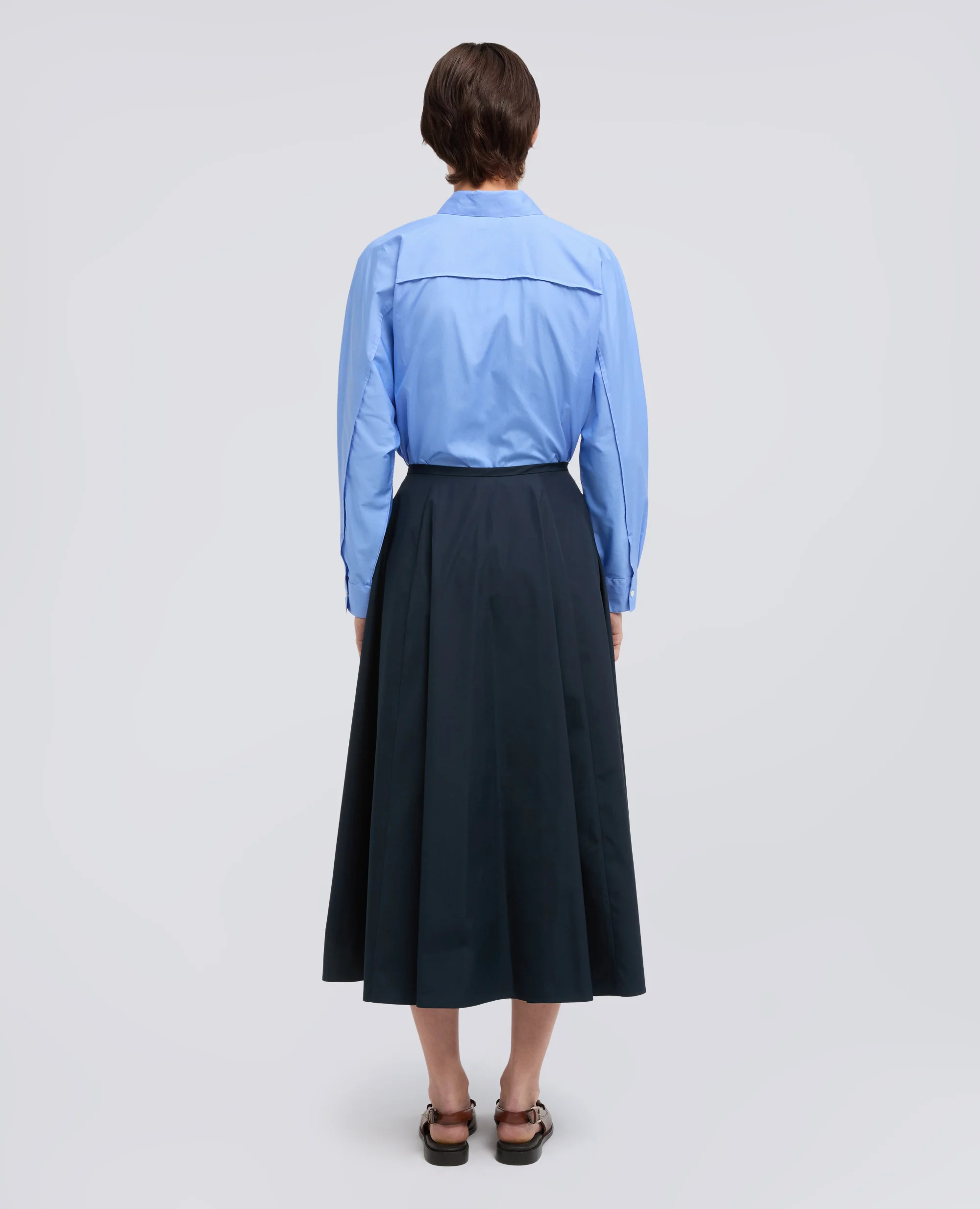 GONNA IN POPELINE COTONE - NAVY - Image 3