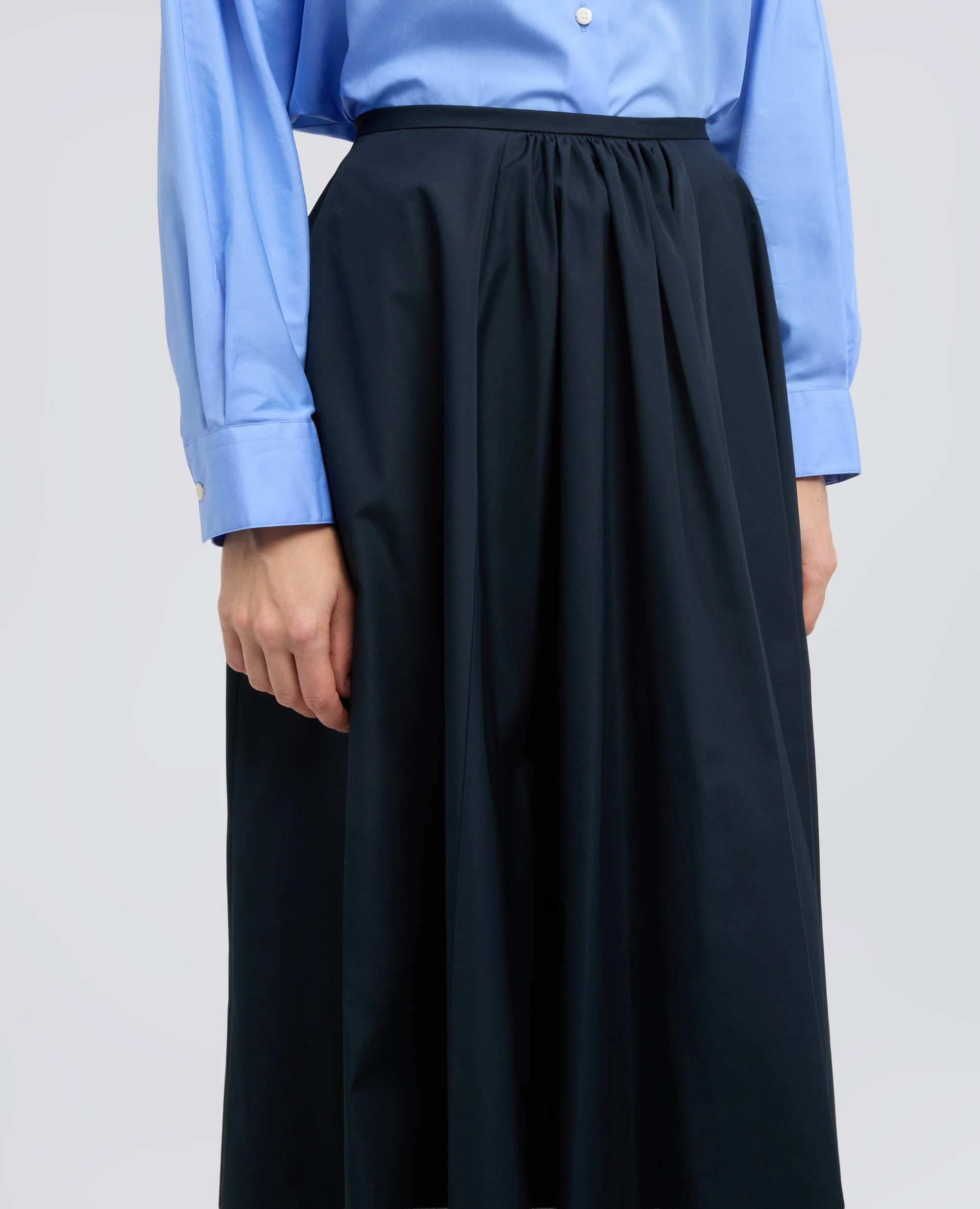 GONNA IN POPELINE COTONE - NAVY - Image 4