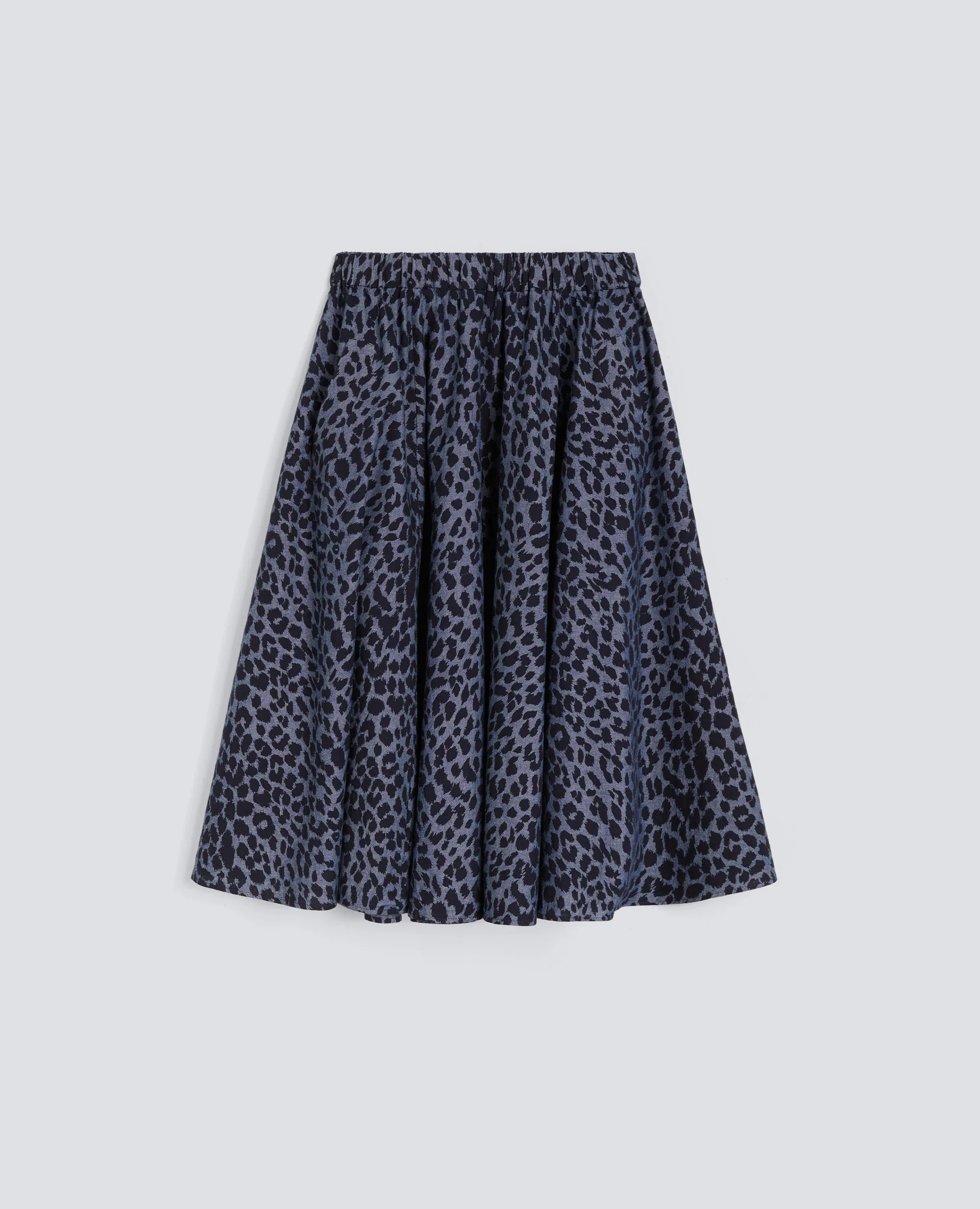 GONNA IN CHAMBRAY DI COTONE GIAPPONESE - ANIMALIER