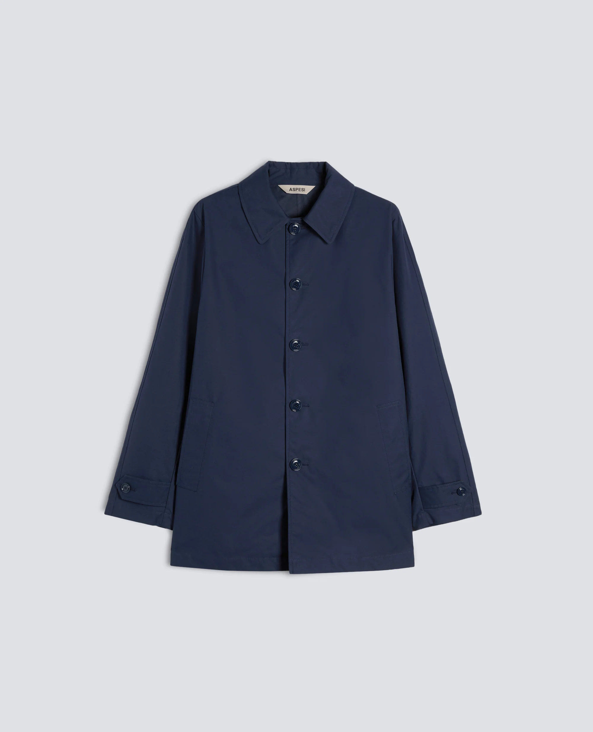 IMPERMEABILE IN COTONE DRY WAX - BLU