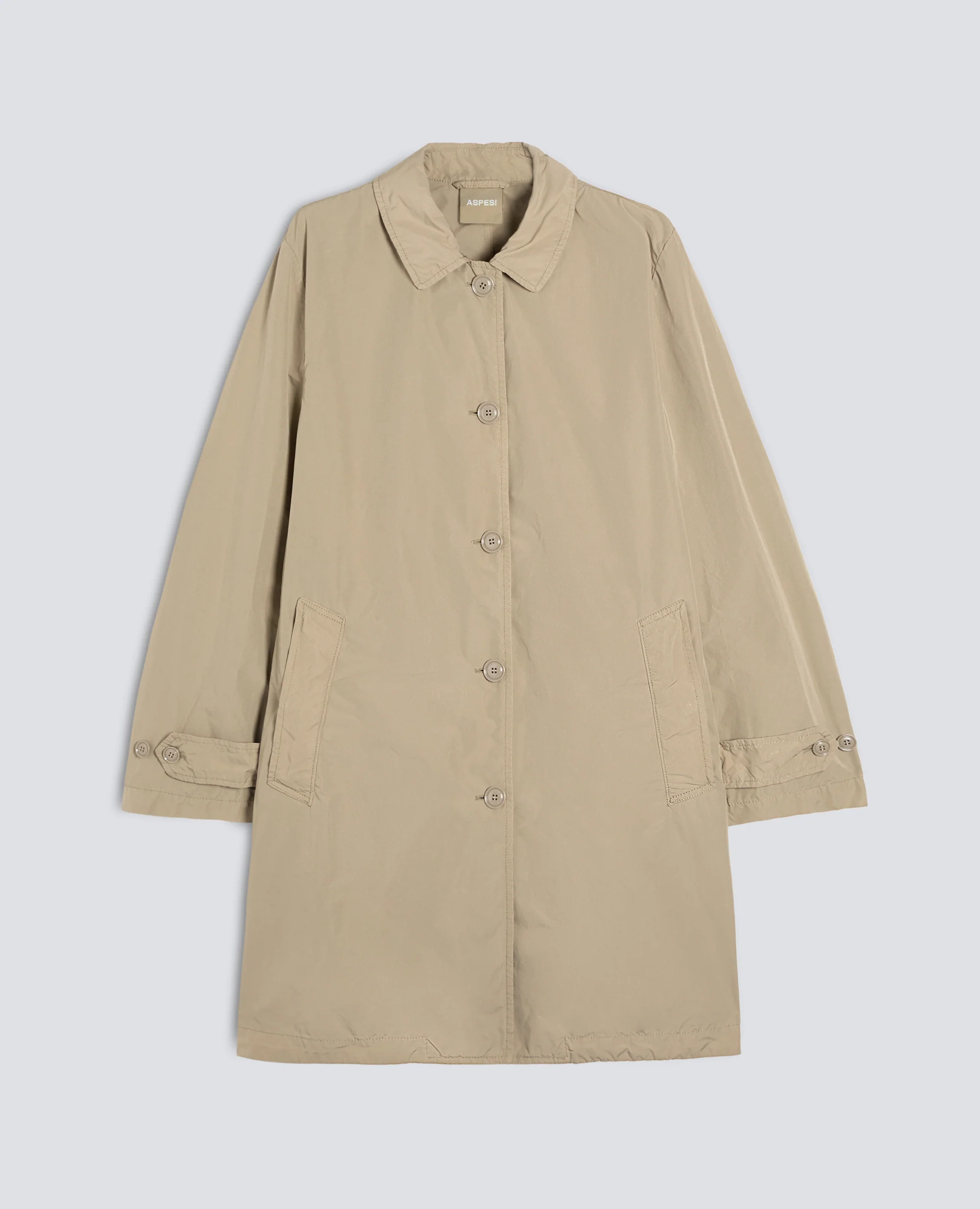 IMPERMEABILE IN POLIESTERE E NYLON COMPATTO - BEIGE