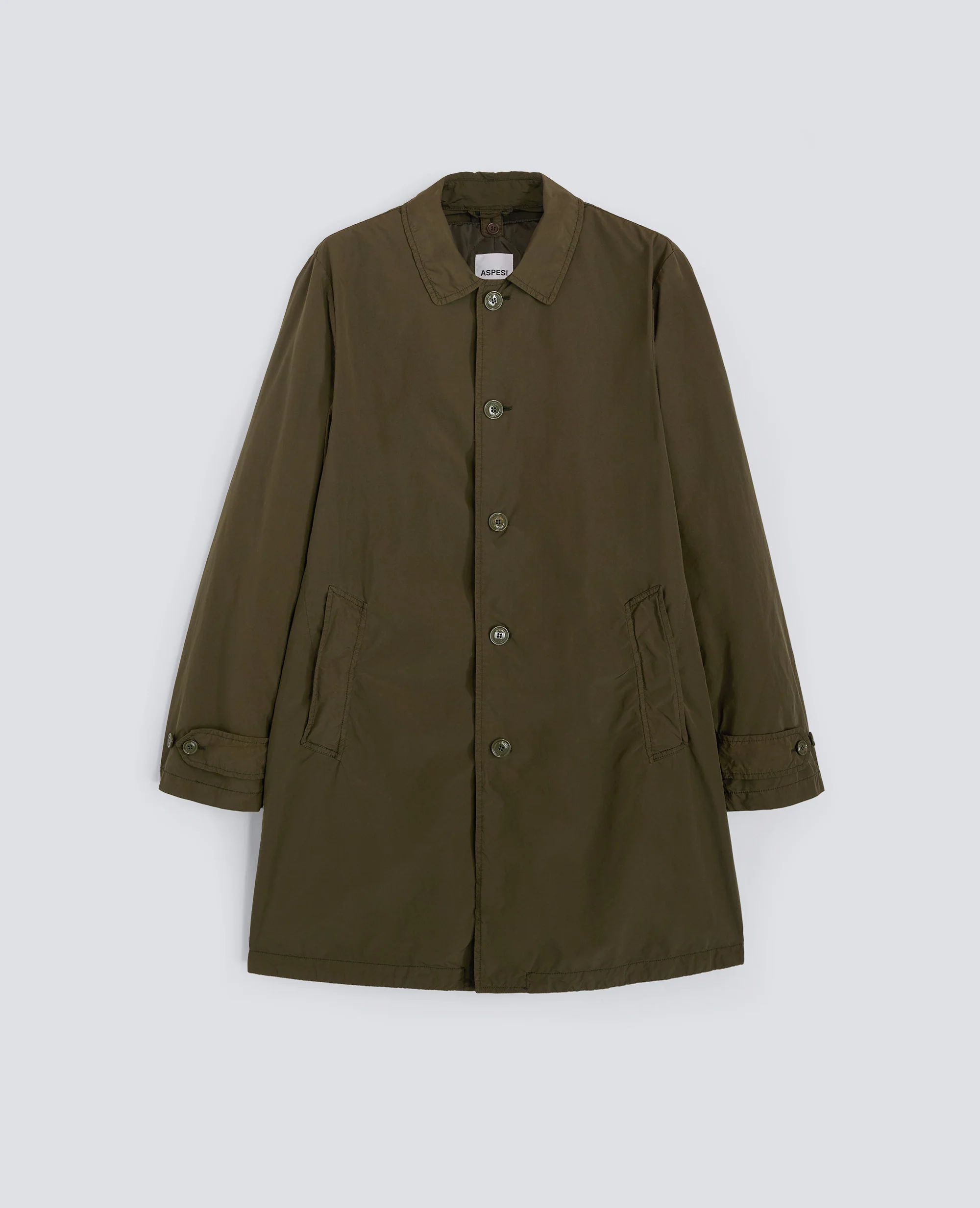 IMPERMEABILE IN POLIESTERE E NYLON COMPATTO - MILITARE