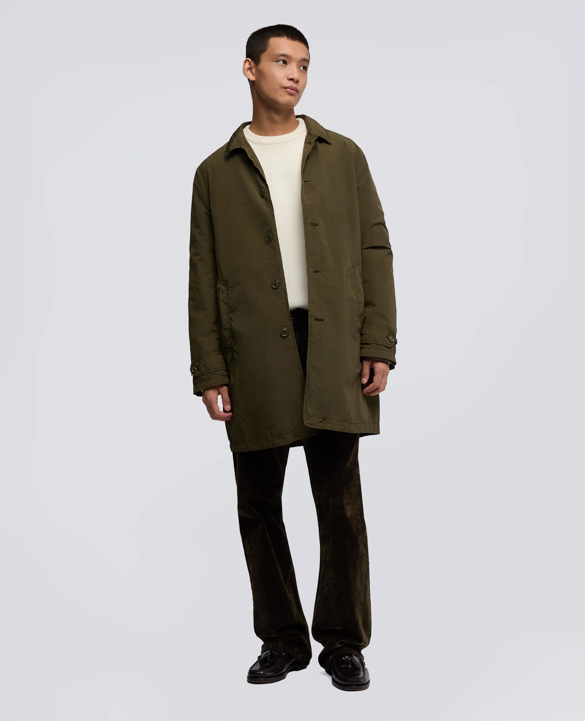 IMPERMEABILE IN POLIESTERE E NYLON COMPATTO - MILITARE - Image 2