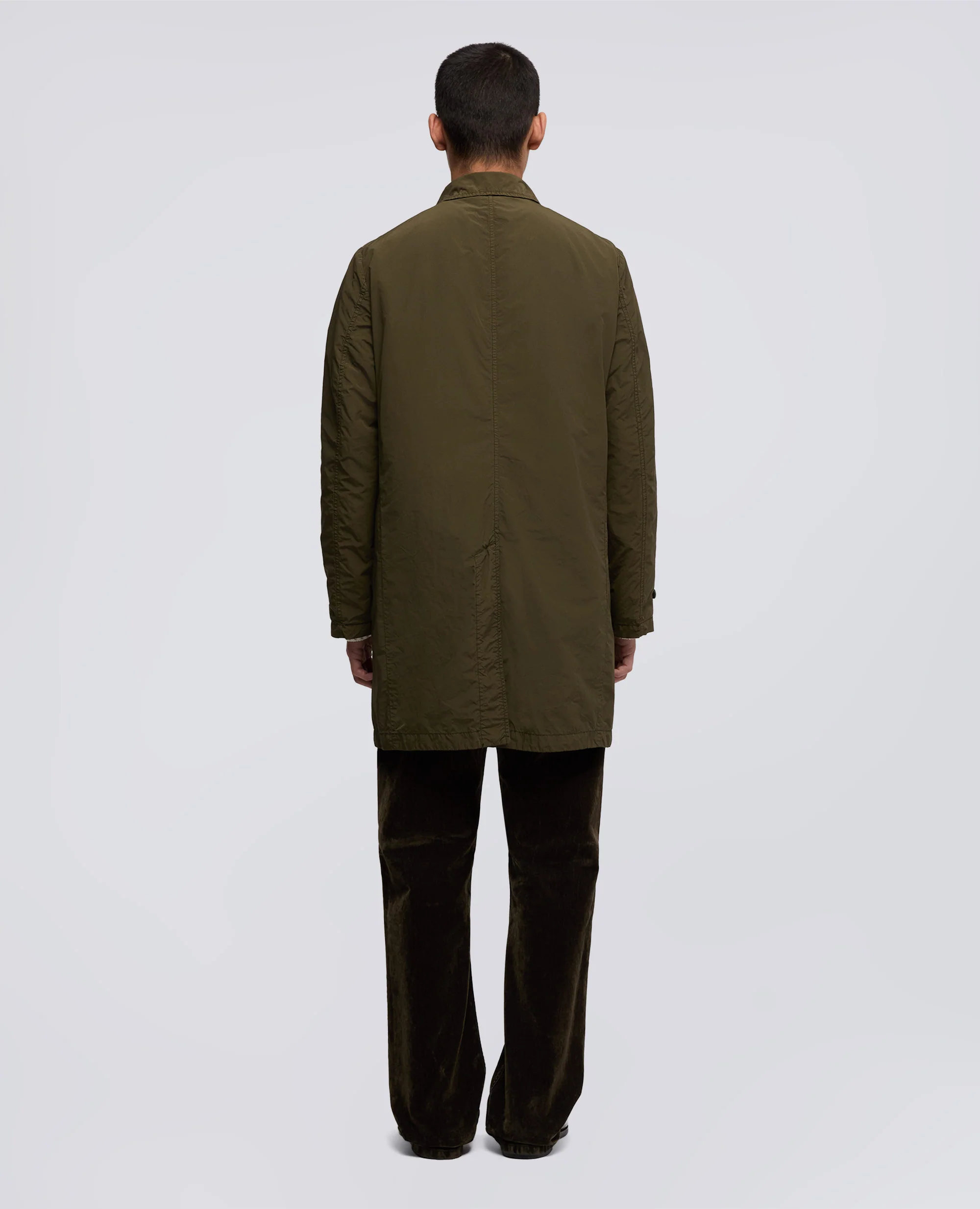 IMPERMEABILE IN POLIESTERE E NYLON COMPATTO - MILITARE - Image 3