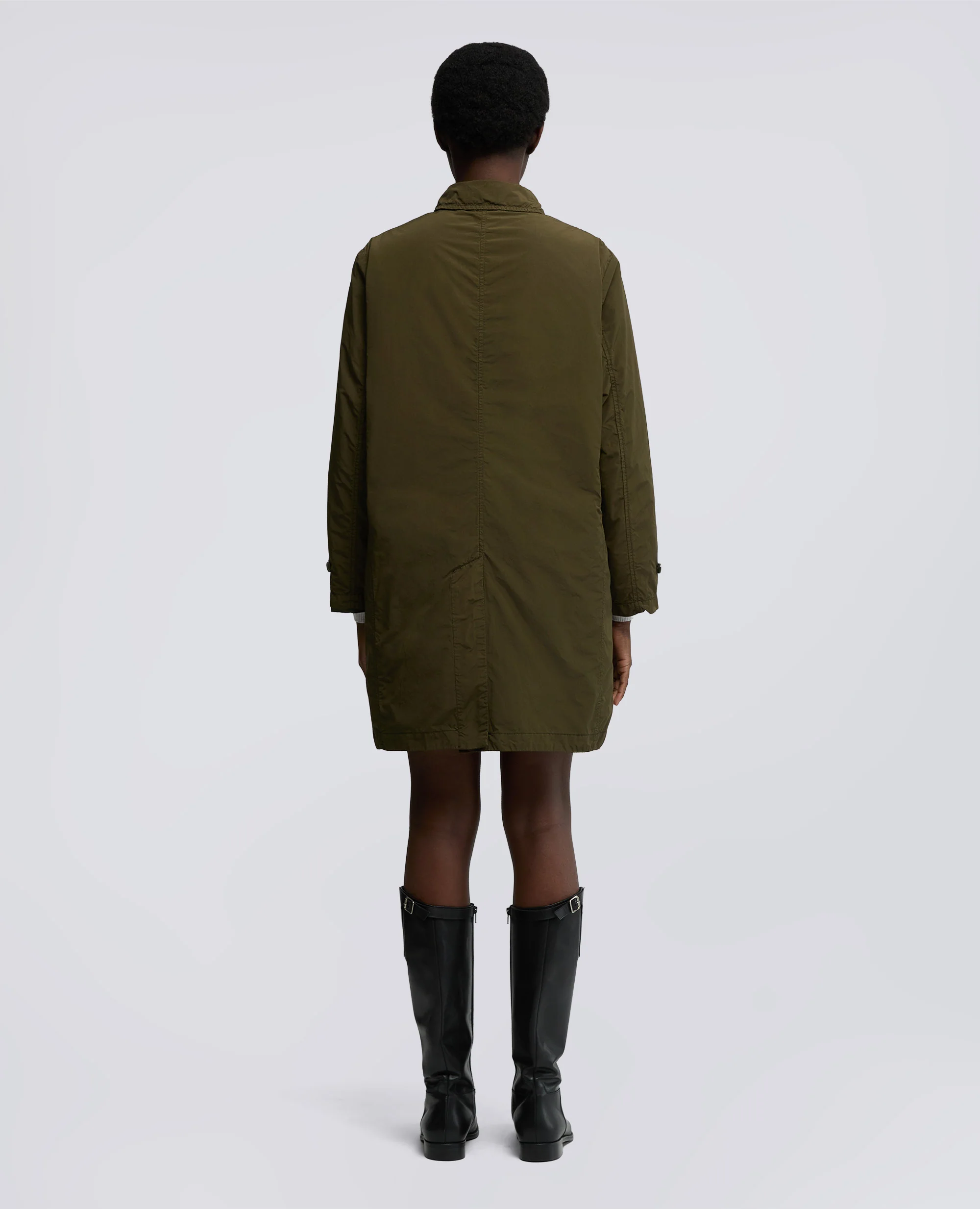 IMPERMEABILE IN POLIESTERE E NYLON COMPATTO - MILITARE - Image 3