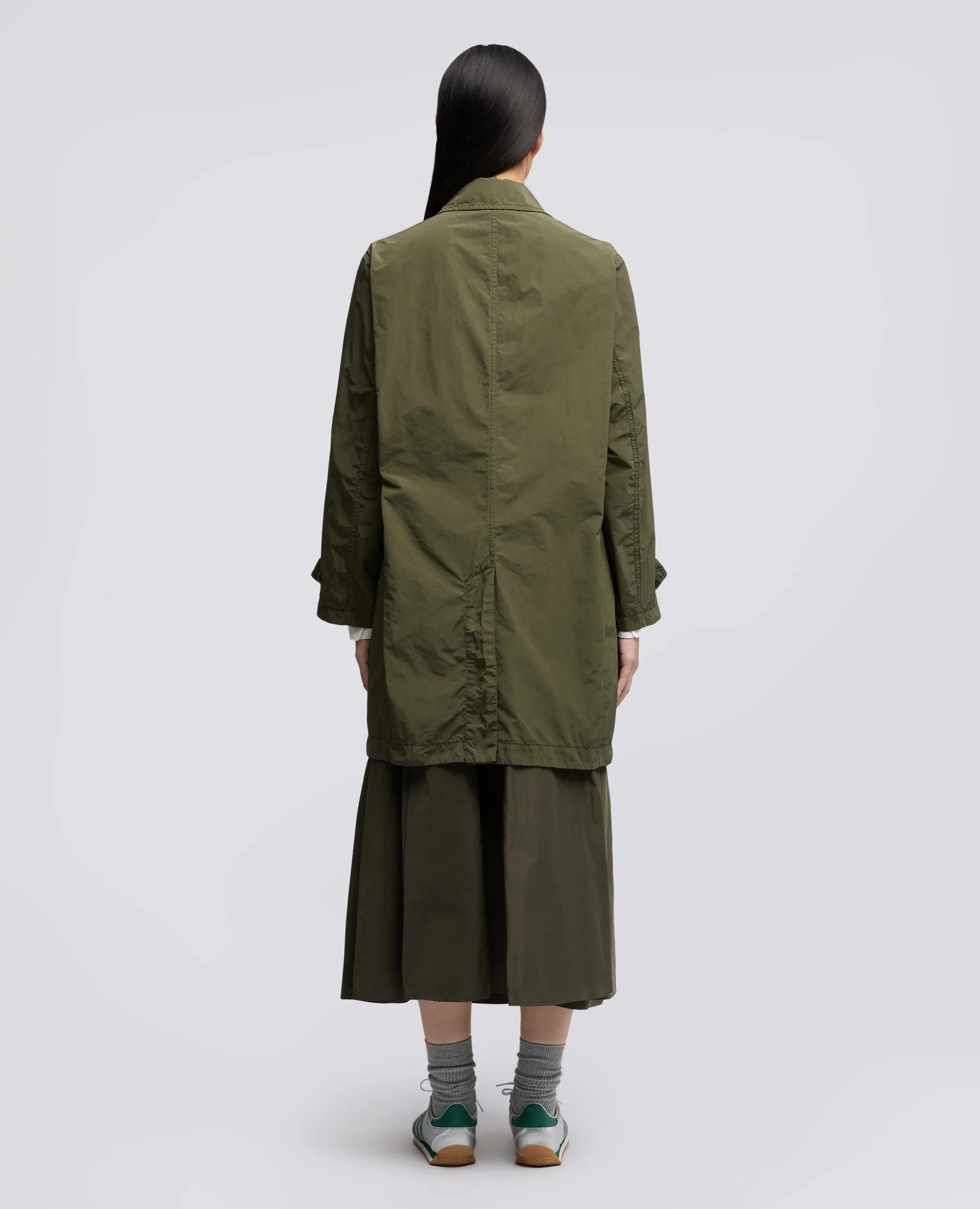 IMPERMEABILE IN POLIESTERE E NYLON COMPATTO - MILITARE - Image 3