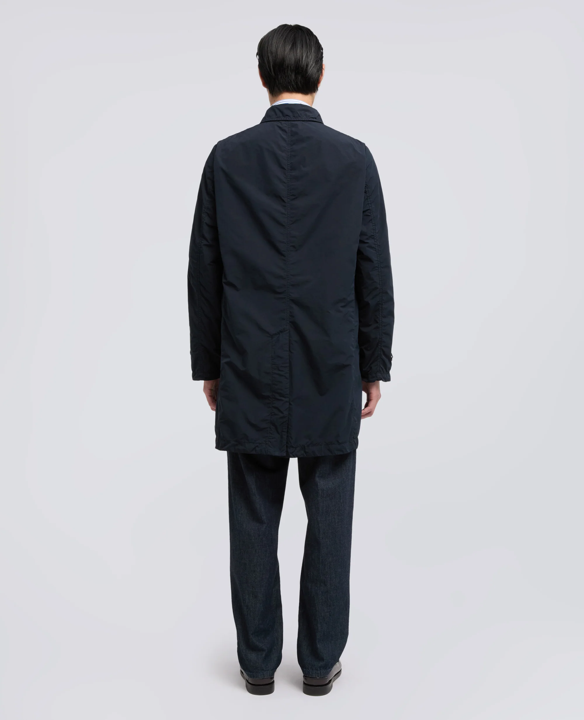 IMPERMEABILE IN POLIESTERE E NYLON COMPATTO - NAVY - Image 3