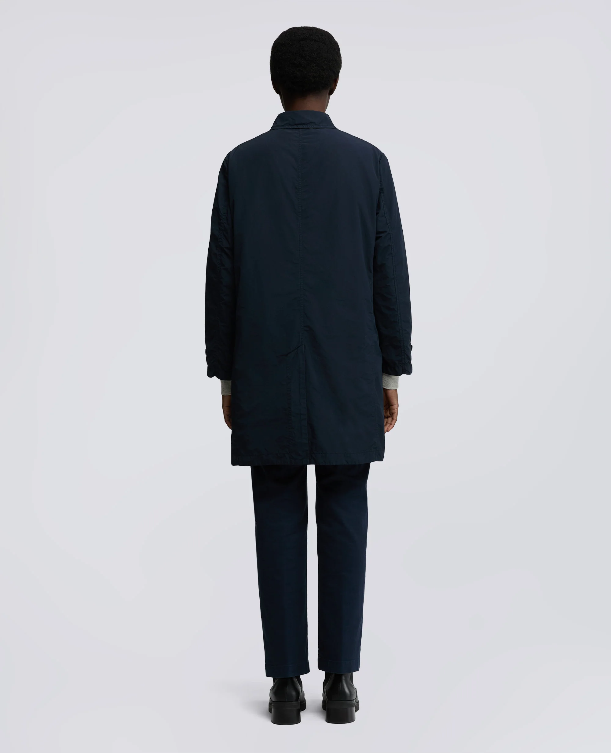 IMPERMEABILE IN POLIESTERE E NYLON COMPATTO - NAVY - Image 3