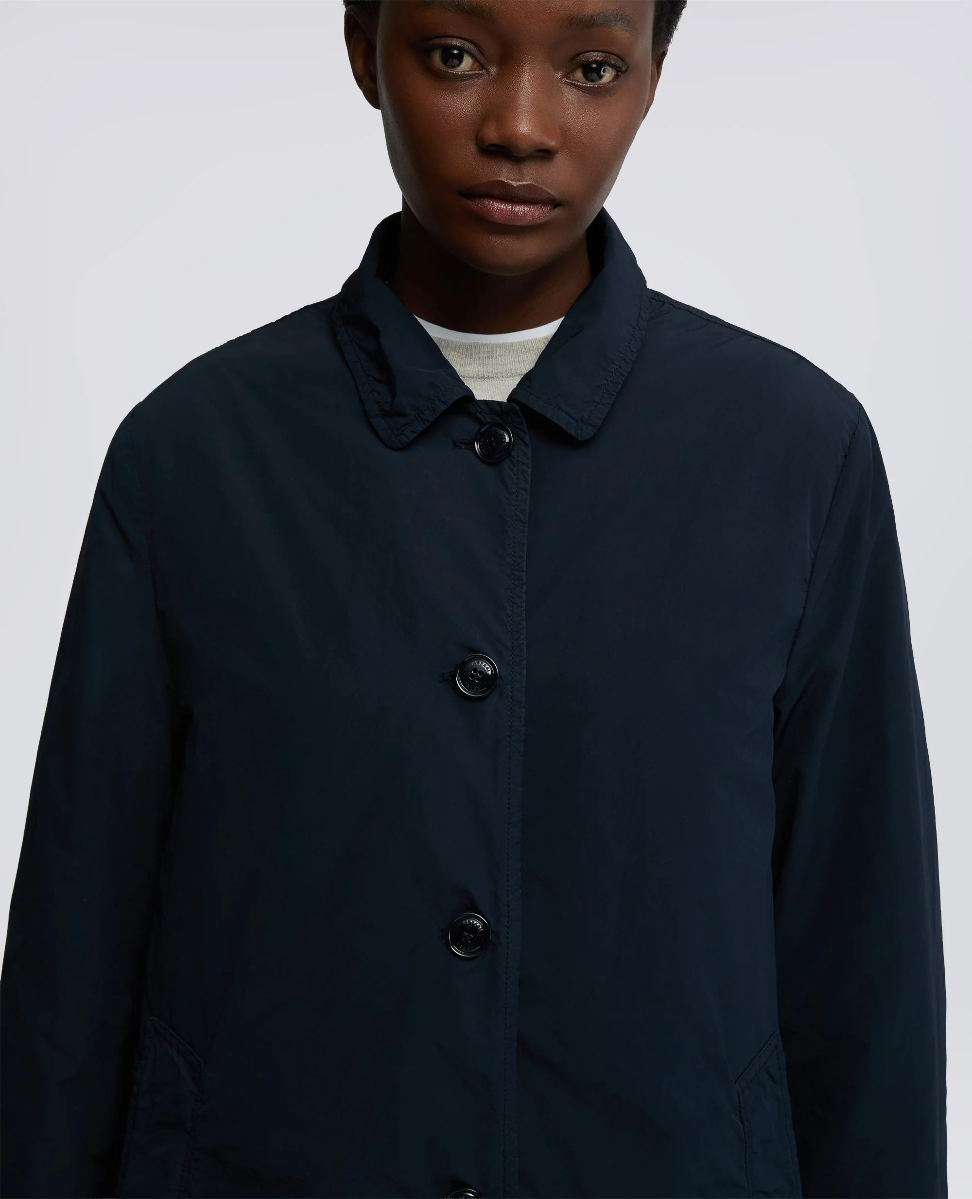 IMPERMEABILE IN POLIESTERE E NYLON COMPATTO - NAVY - Image 4