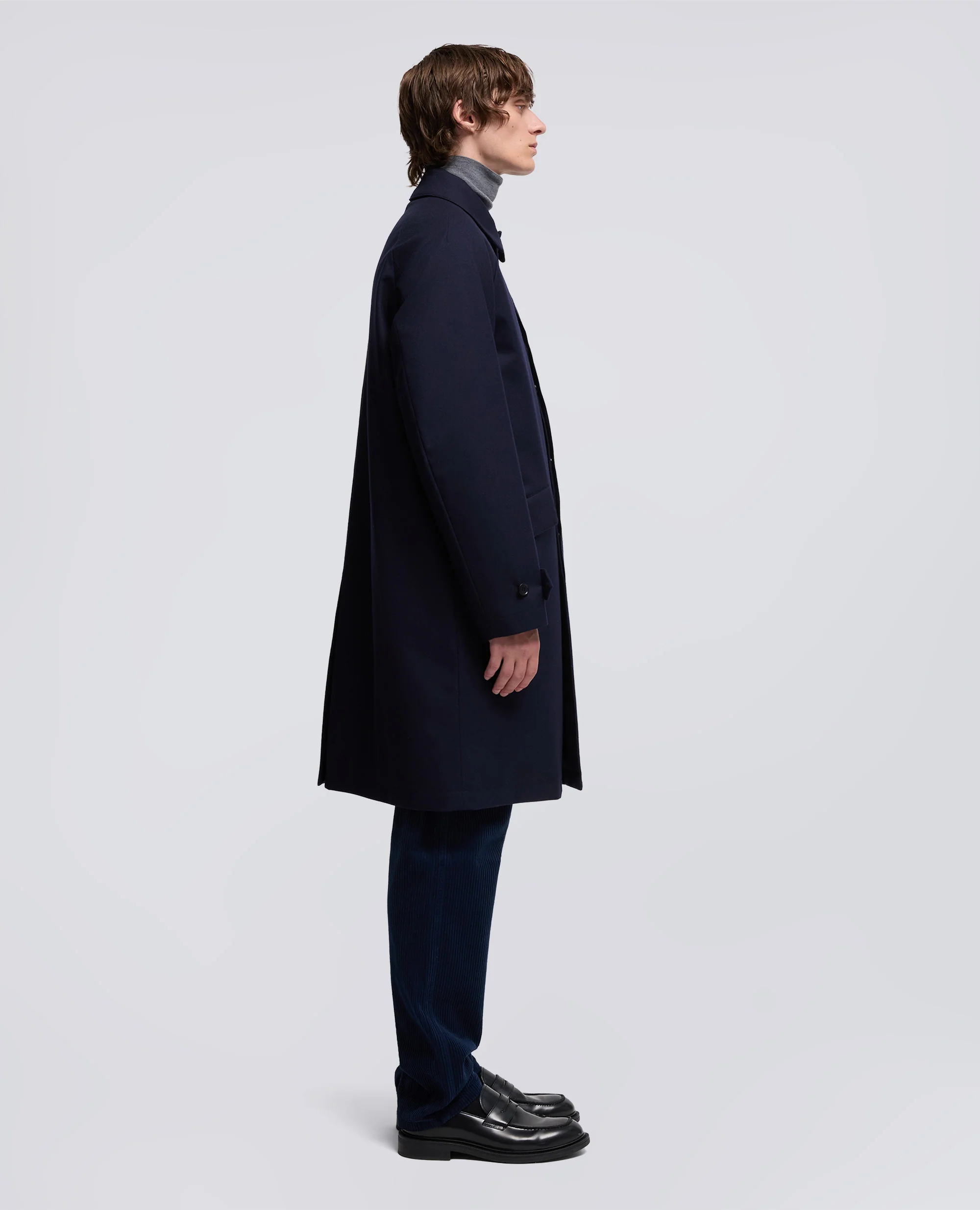 IMPERMEABILE WRIGHT IN TWILL DI LANA - NAVY - Image 4