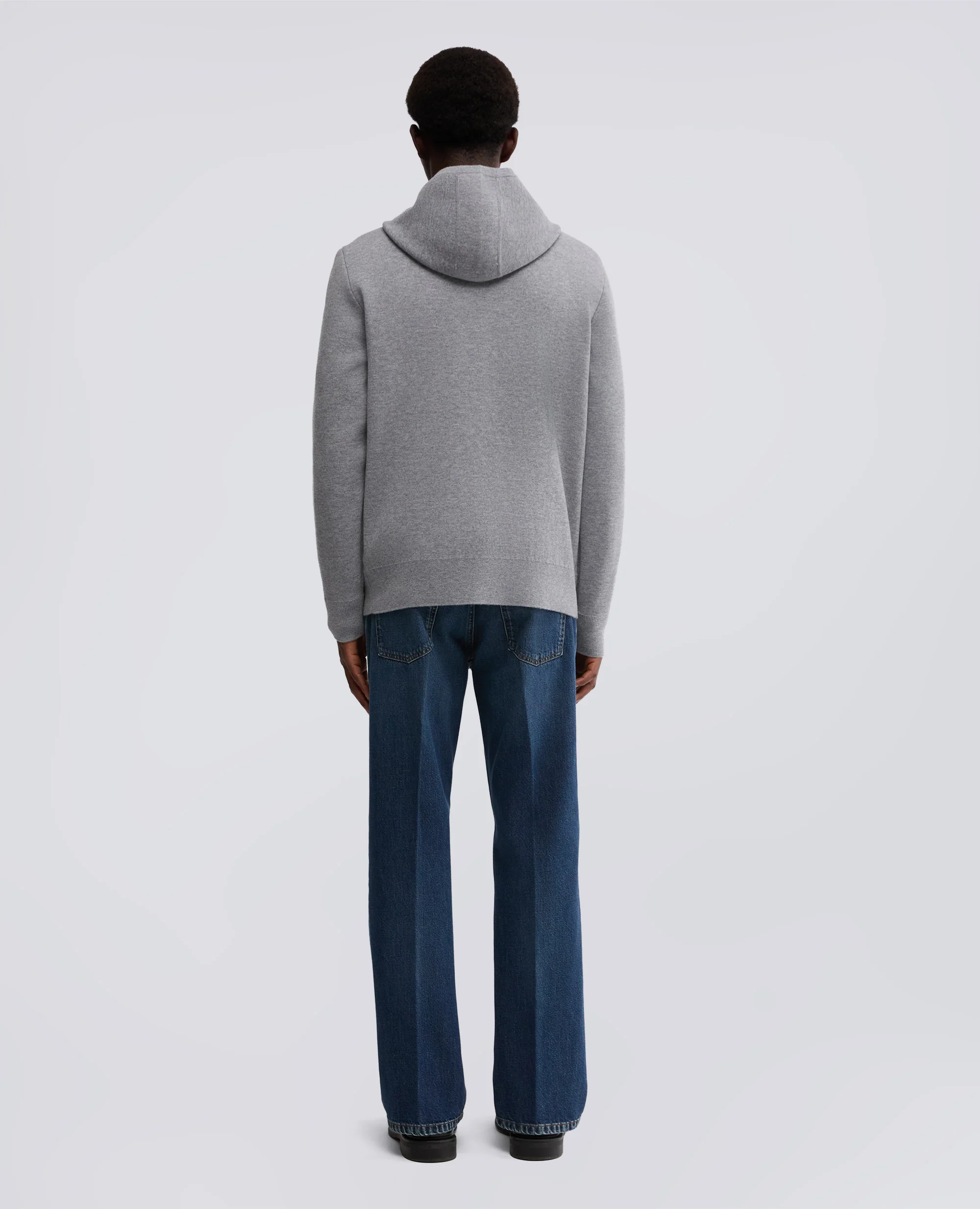 MAGLIA CON CAPPUCCIO IN LANA E COTONE - GRIGIO - Image 3