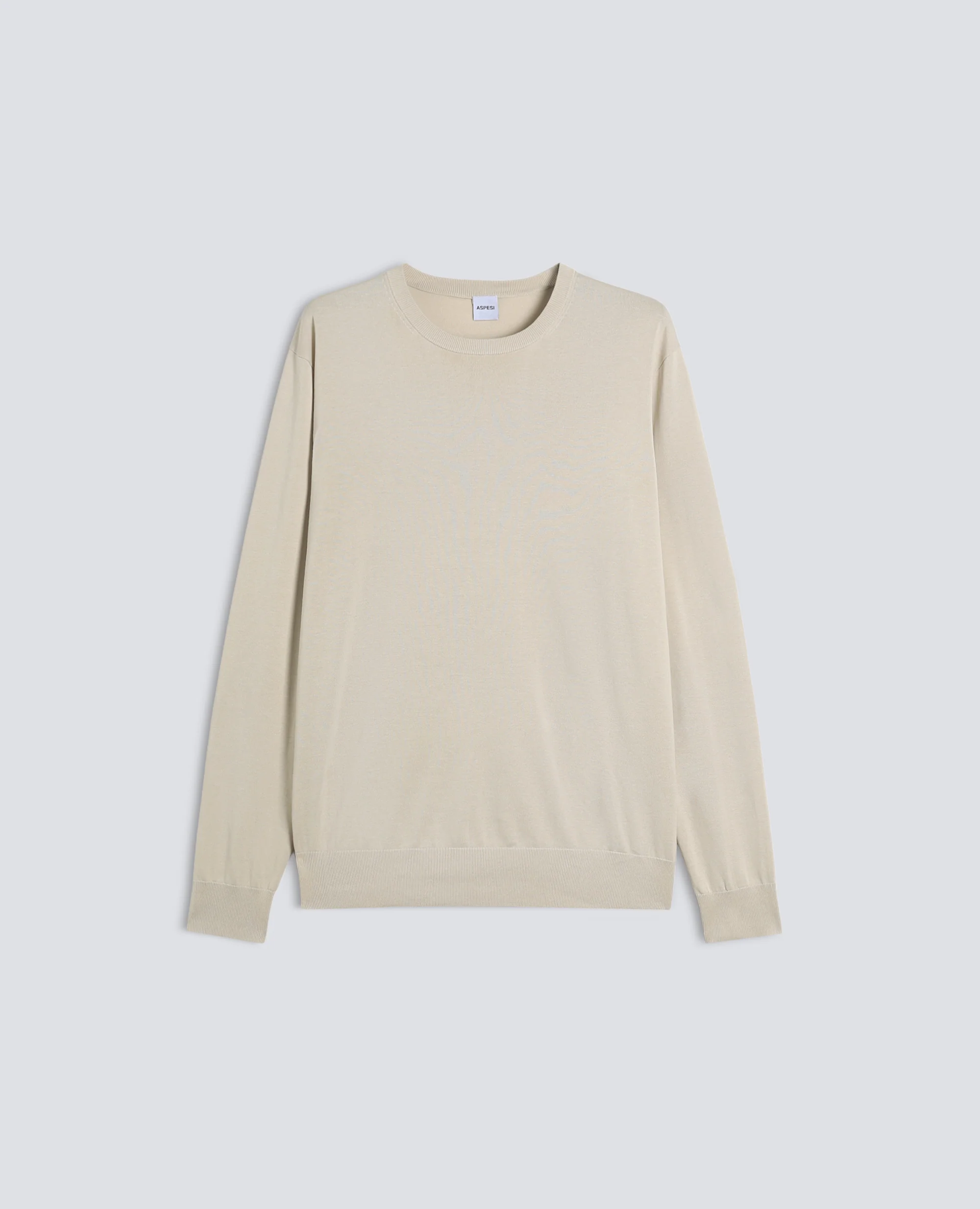 MAGLIA GIROCOLLO IN COTONE - SABBIA