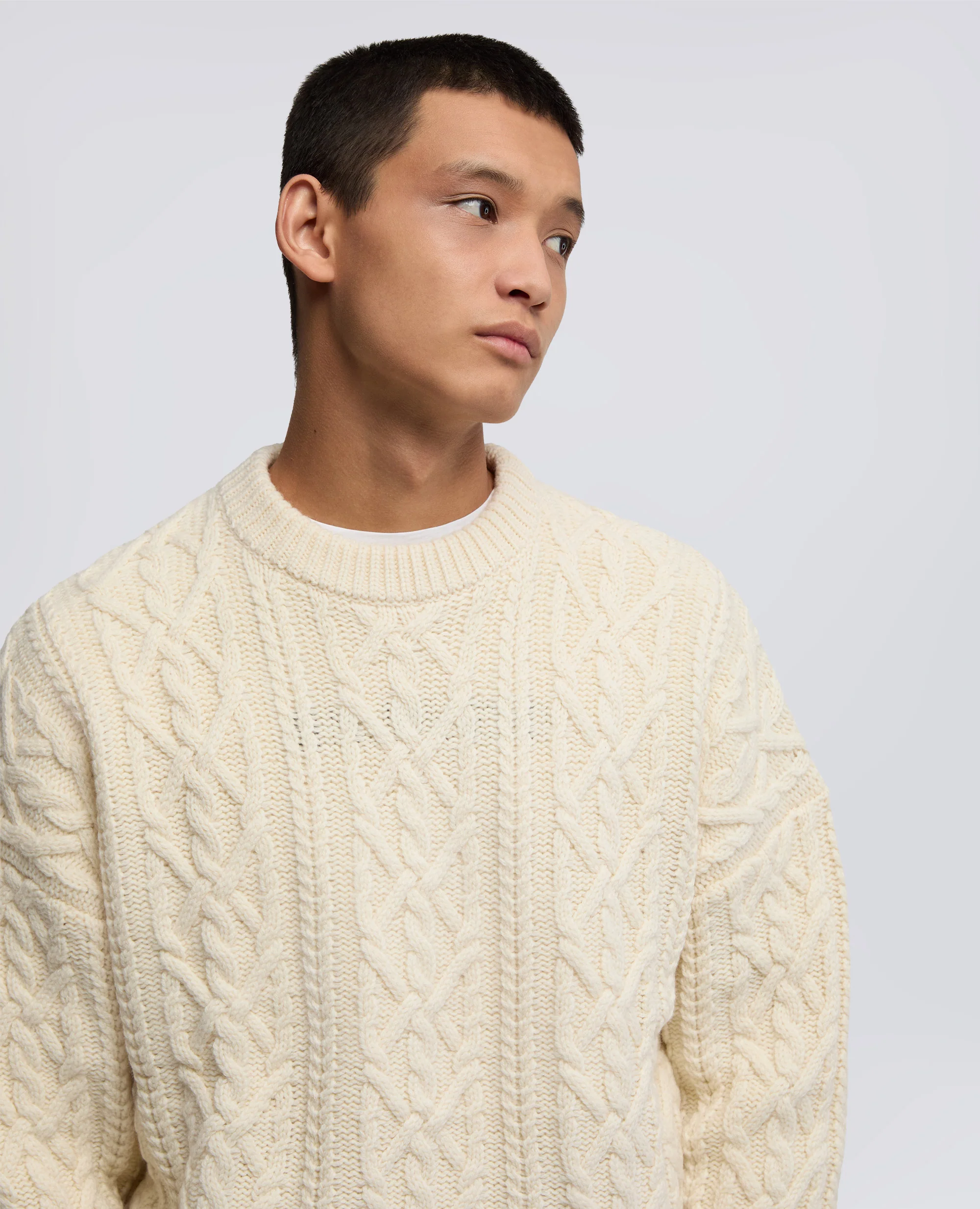 MAGLIA IN LANA A TRECCE - NATURALE - Image 4