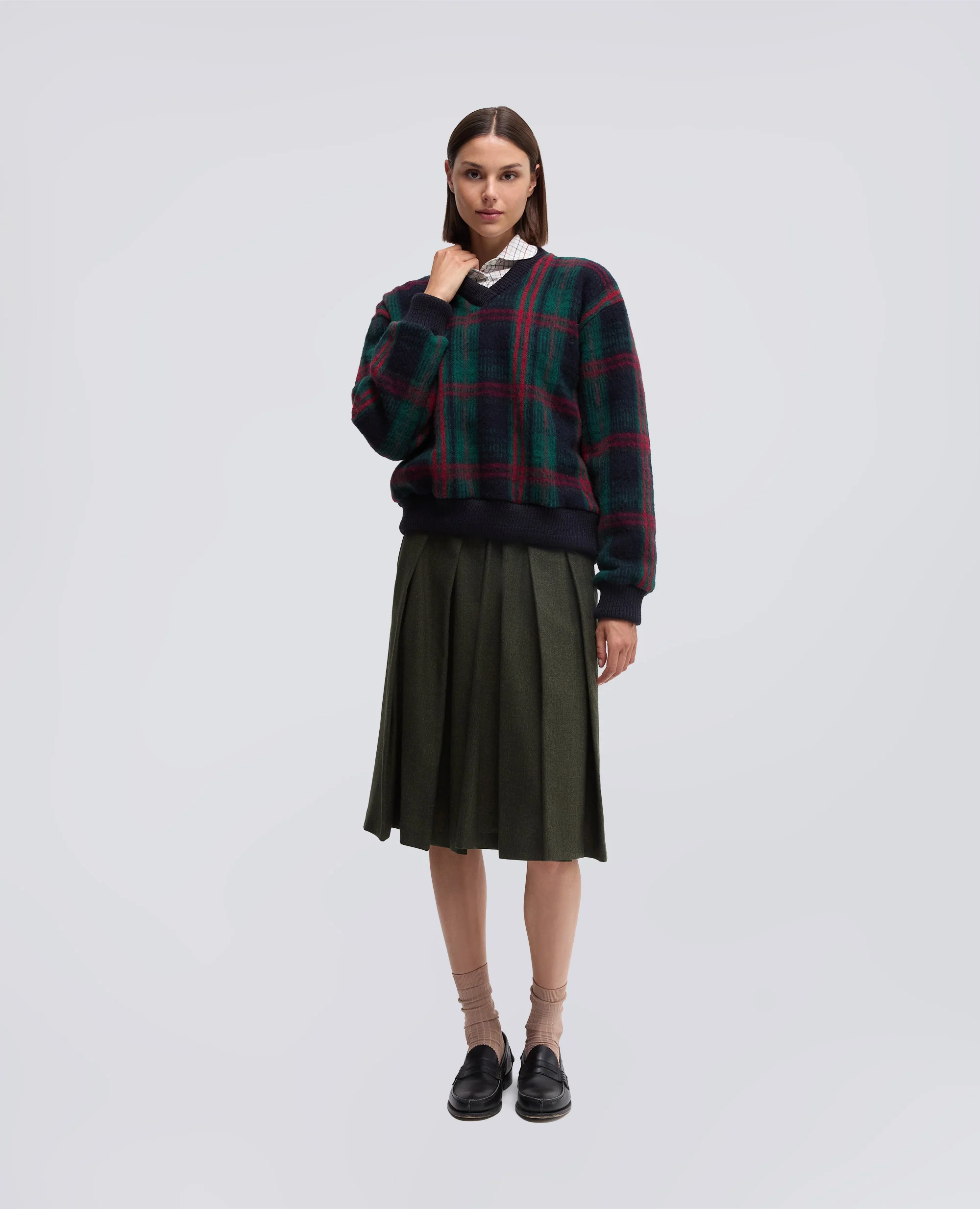 MAGLIA IN LANA PIRENAICA - CHECK VERDE - Image 2
