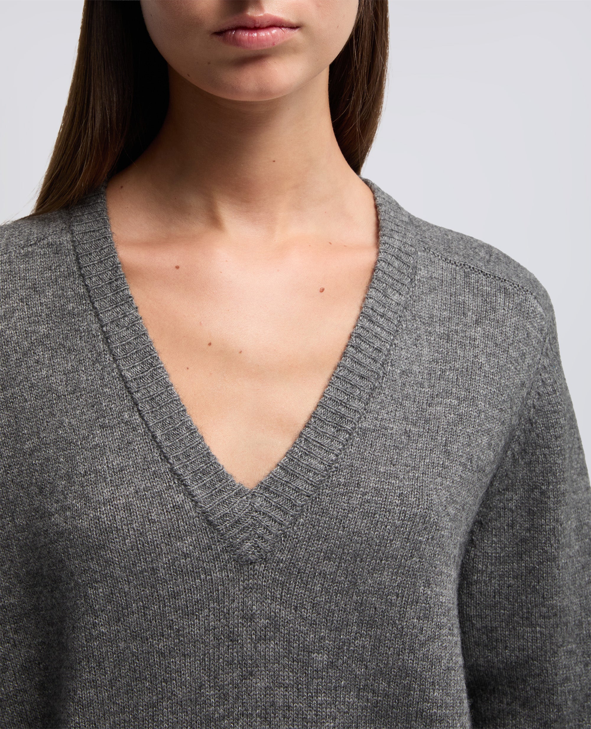 MAGLIA IN MISTO LANA CON SCOLLO A V - MELANGE - Image 4