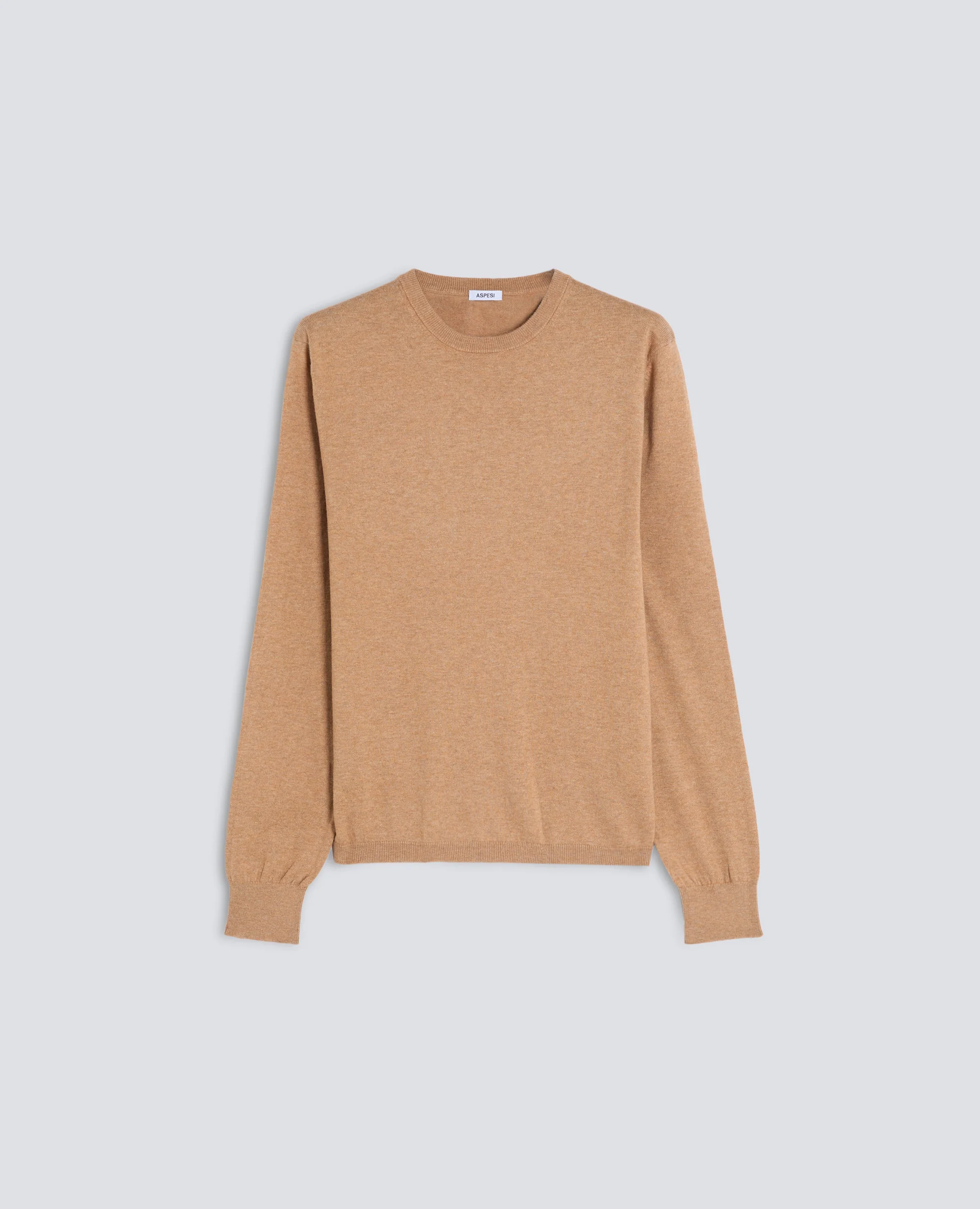 MAGLIA GIROCOLLO IN MISTO COTONE - BEIGE