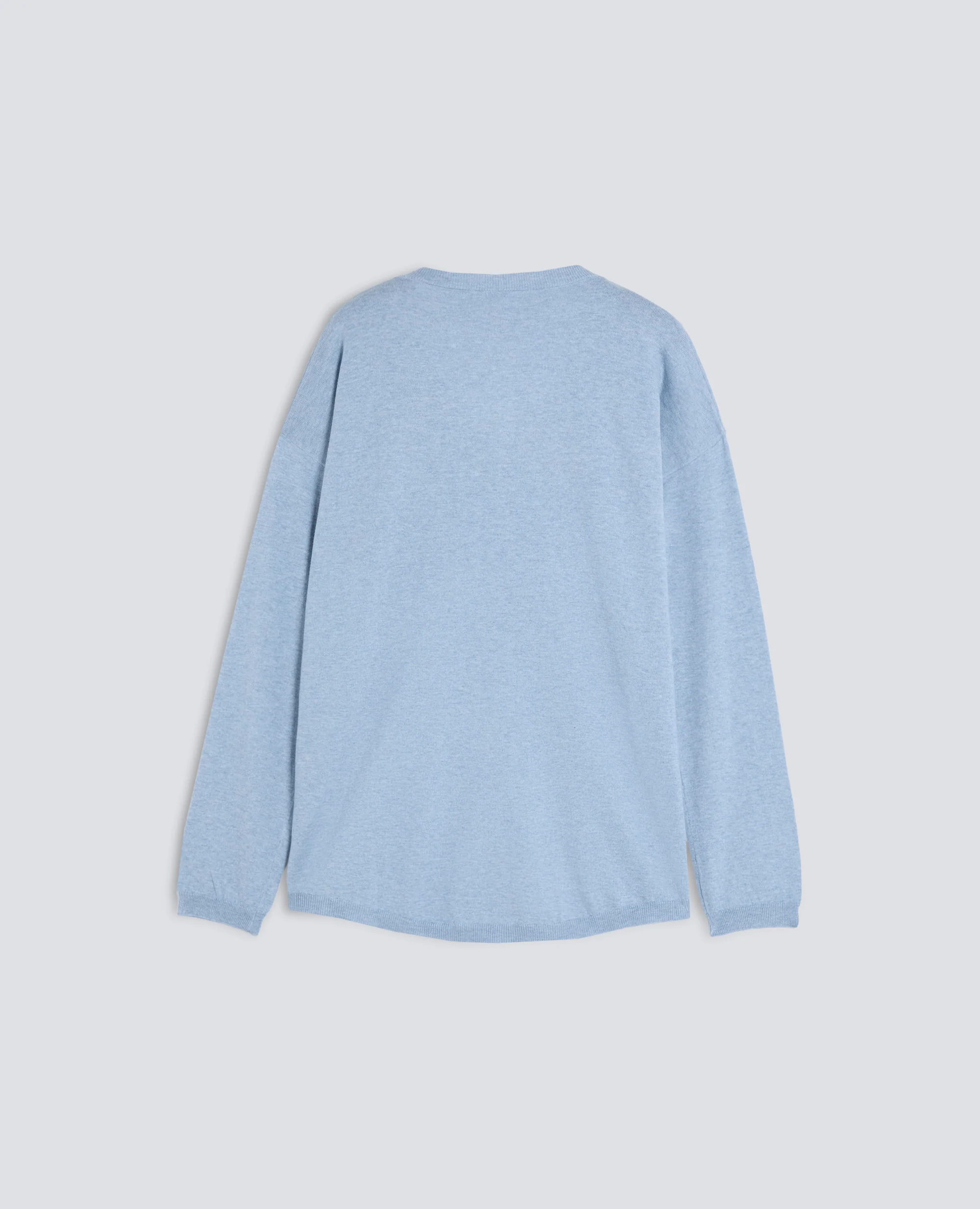 MAGLIA IN MISTO COTONE, LANA E CASHMERE CON SCOLLO A V - AZZURRO - Image 2