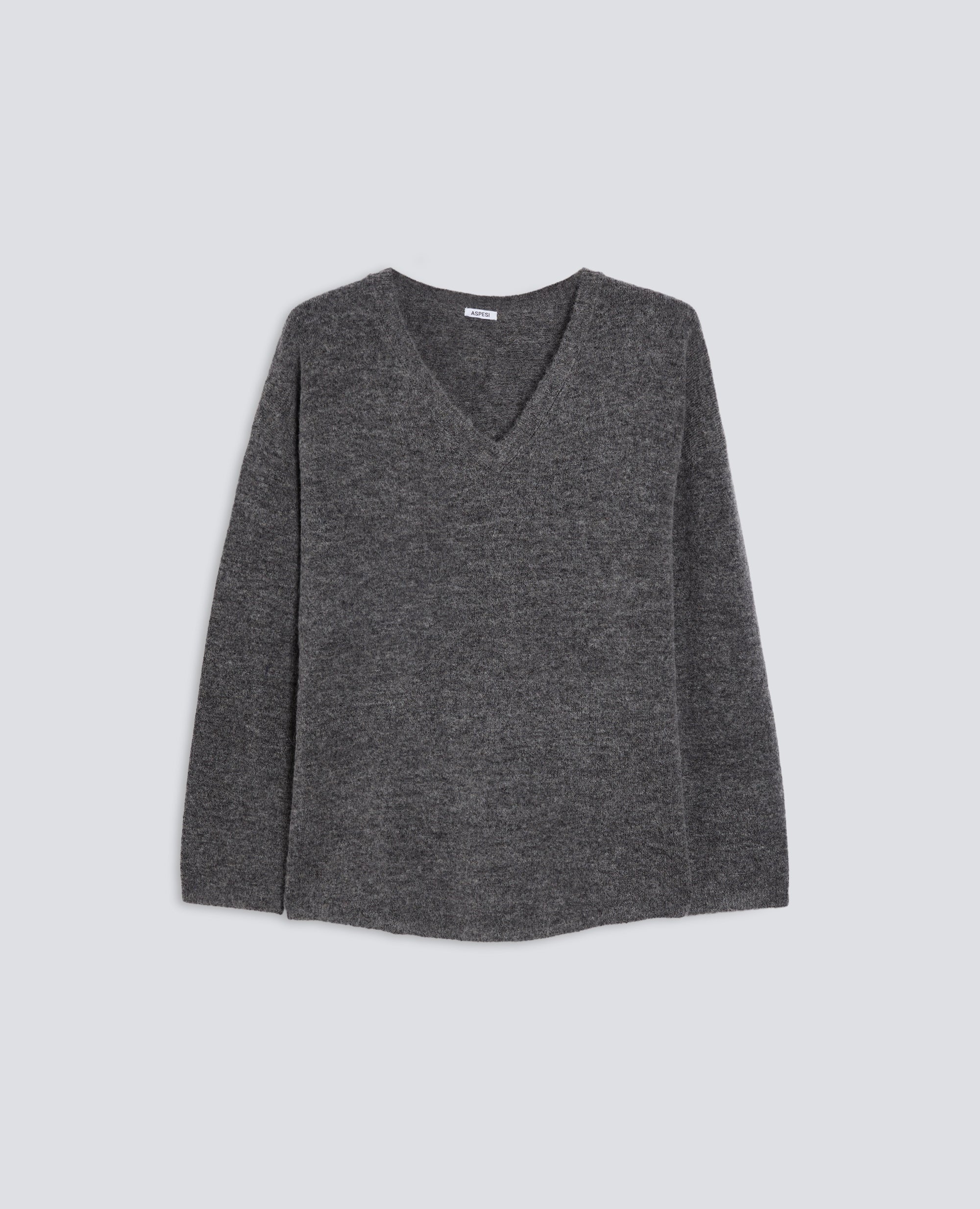 MAGLIA IN MISTO LANA CON SCOLLO A V - GRIGIO MELANGE