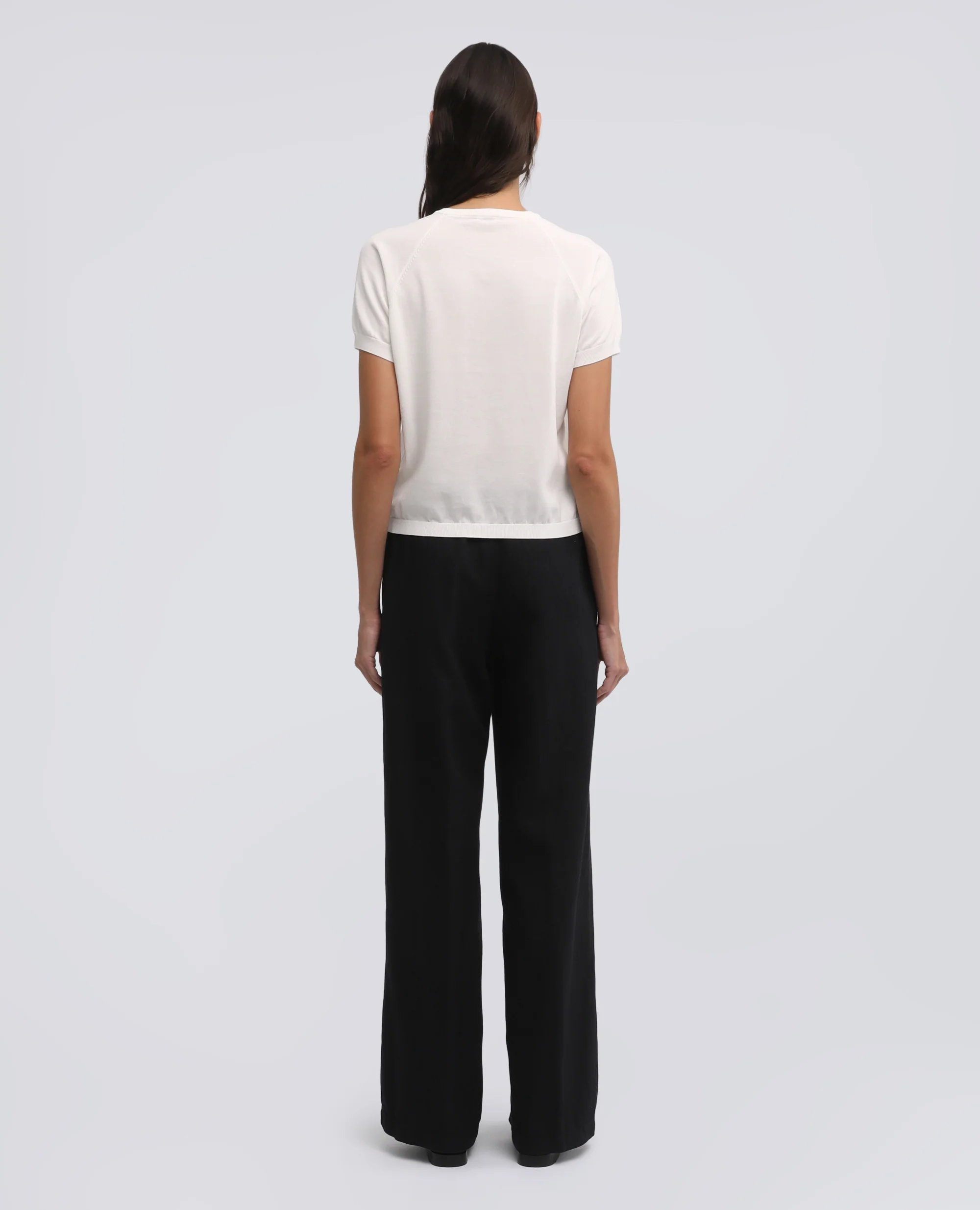 T-SHIRT GIROCOLLO IN FILATO DI PURO COTONE - BIANCO - Image 3