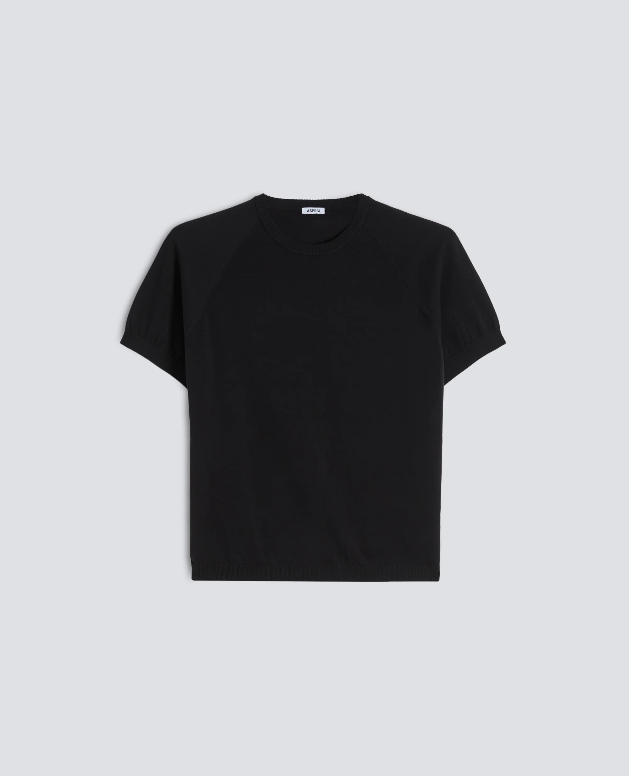 T-SHIRT GIROCOLLO IN FILATO DI PURO COTONE - NERO