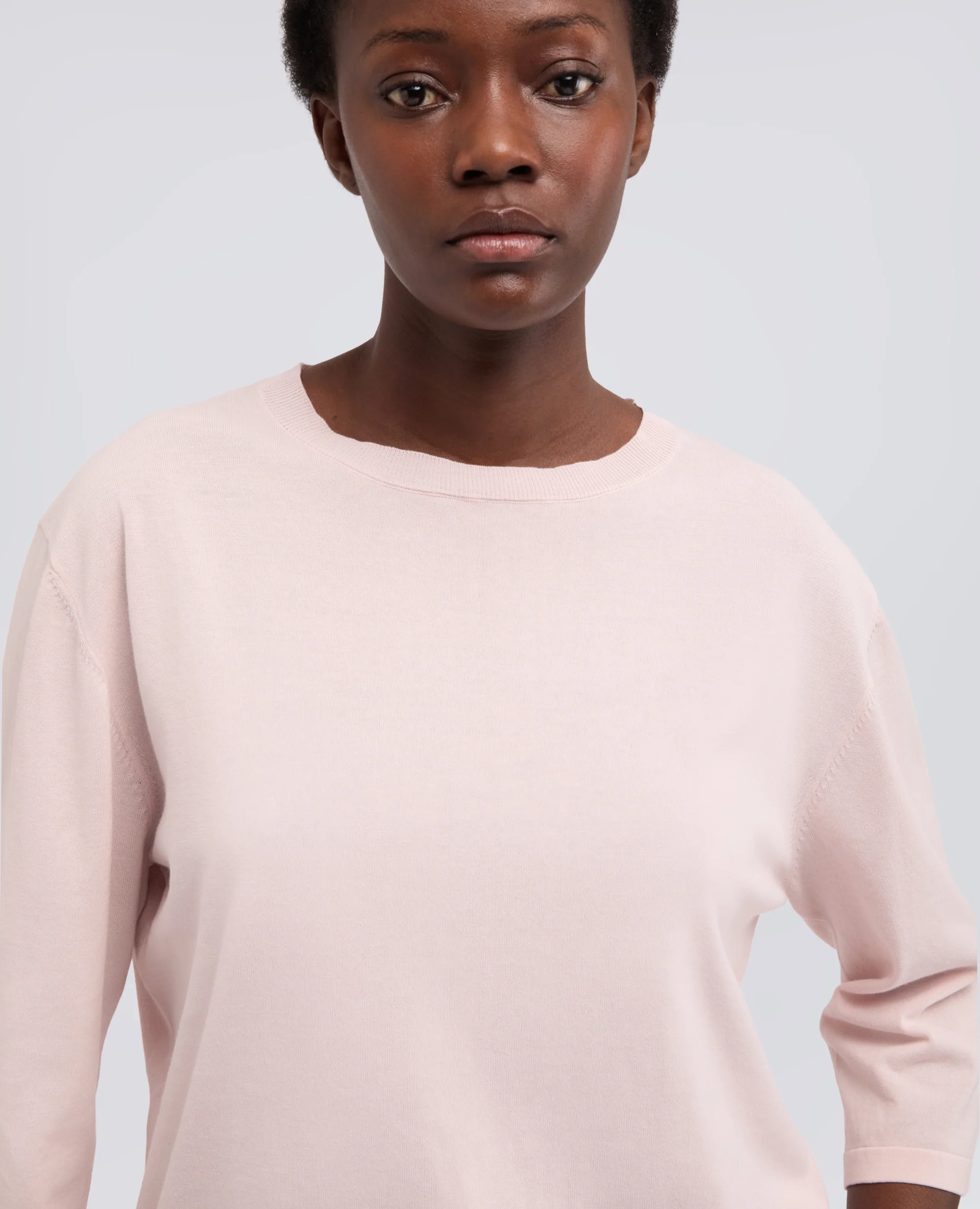MAGLIA SCOLLO A BARCHETTA IN PURO COTONE RIGATO - ROSA - Image 4
