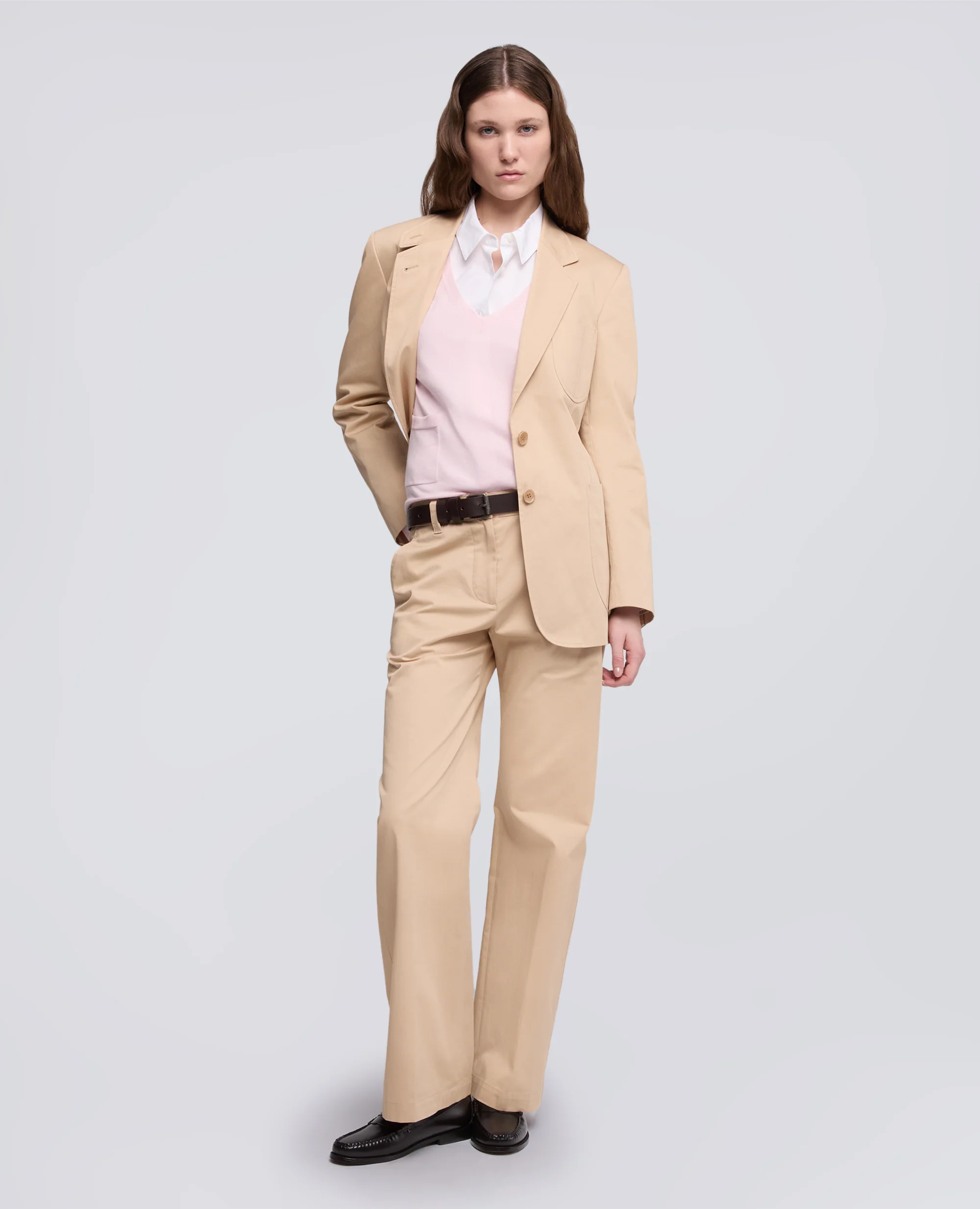 MAGLIA A MANICHE LUNGHE CON SCOLLO A "V" IN FILATO DI SETA, COTONE E CASHMERE - ROSA - Image 2