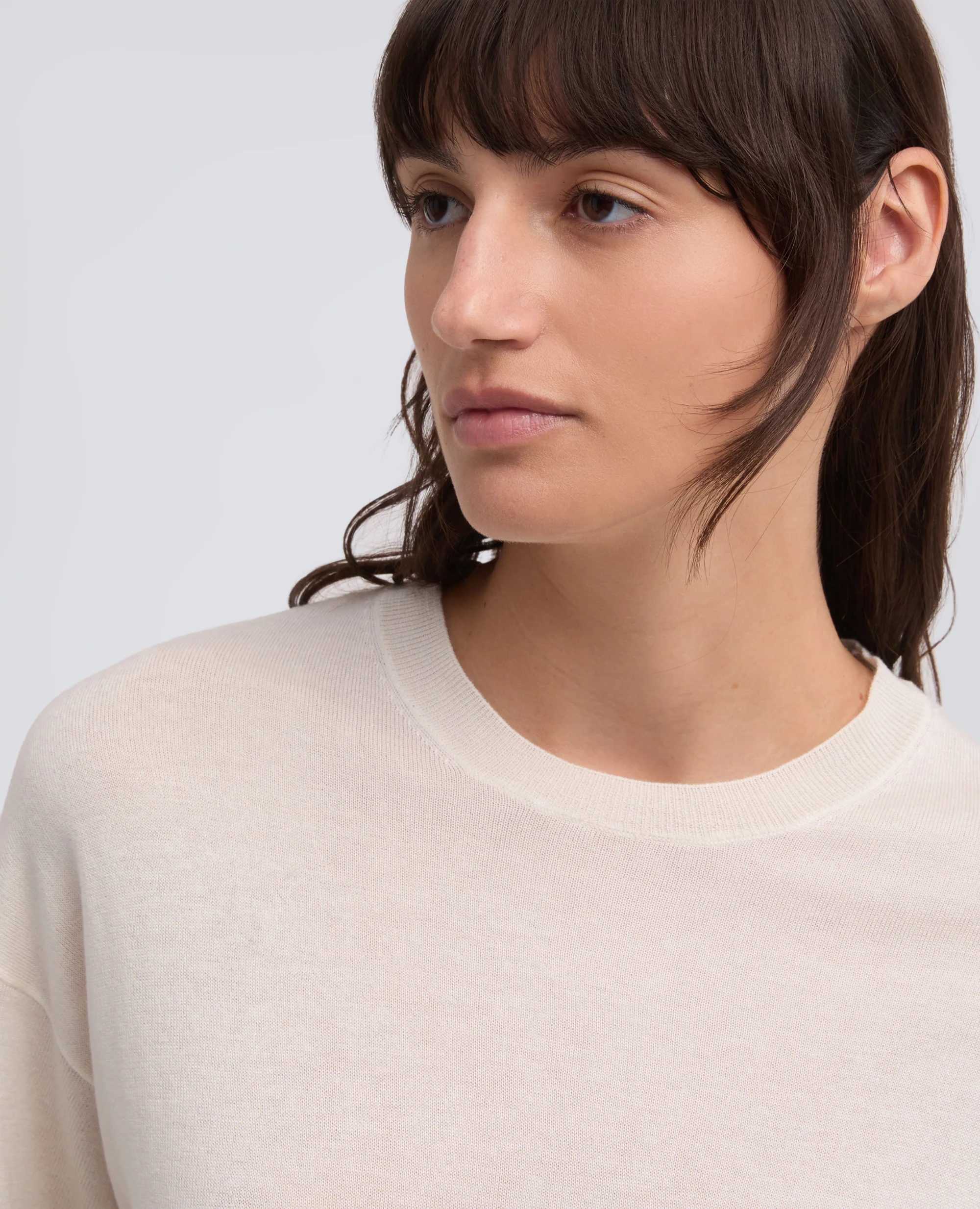 T-SHIRT DI MAGLIA IN MISTO SETA, COTONE E CASHMERE - BIANCO - Image 4