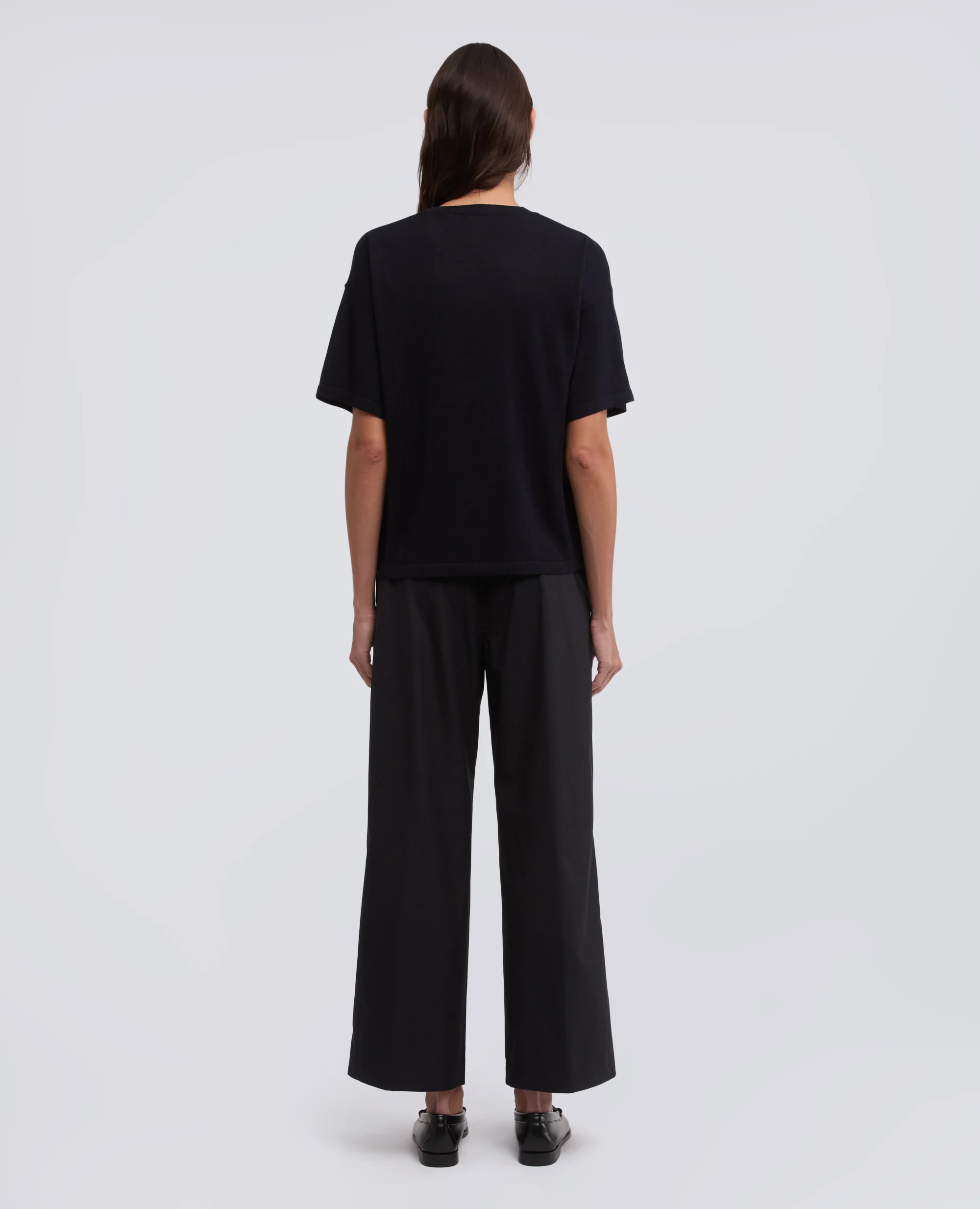 T-SHIRT DI MAGLIA IN MISTO SETA, COTONE E CASHMERE - BLU BLACK - Image 3