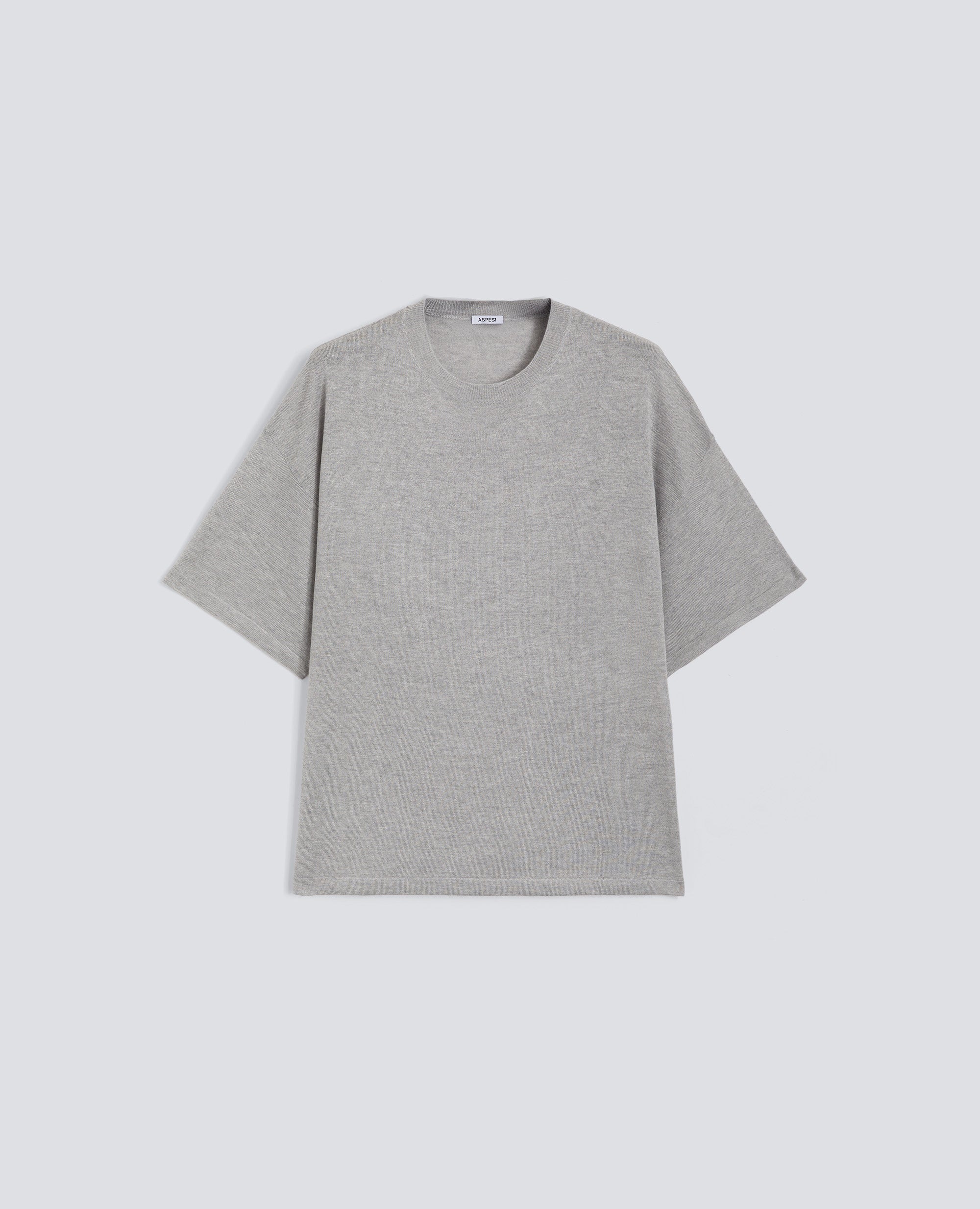 T-SHIRT DI MAGLIA IN MISTO SETA, COTONE E CASHMERE - GRIGIO