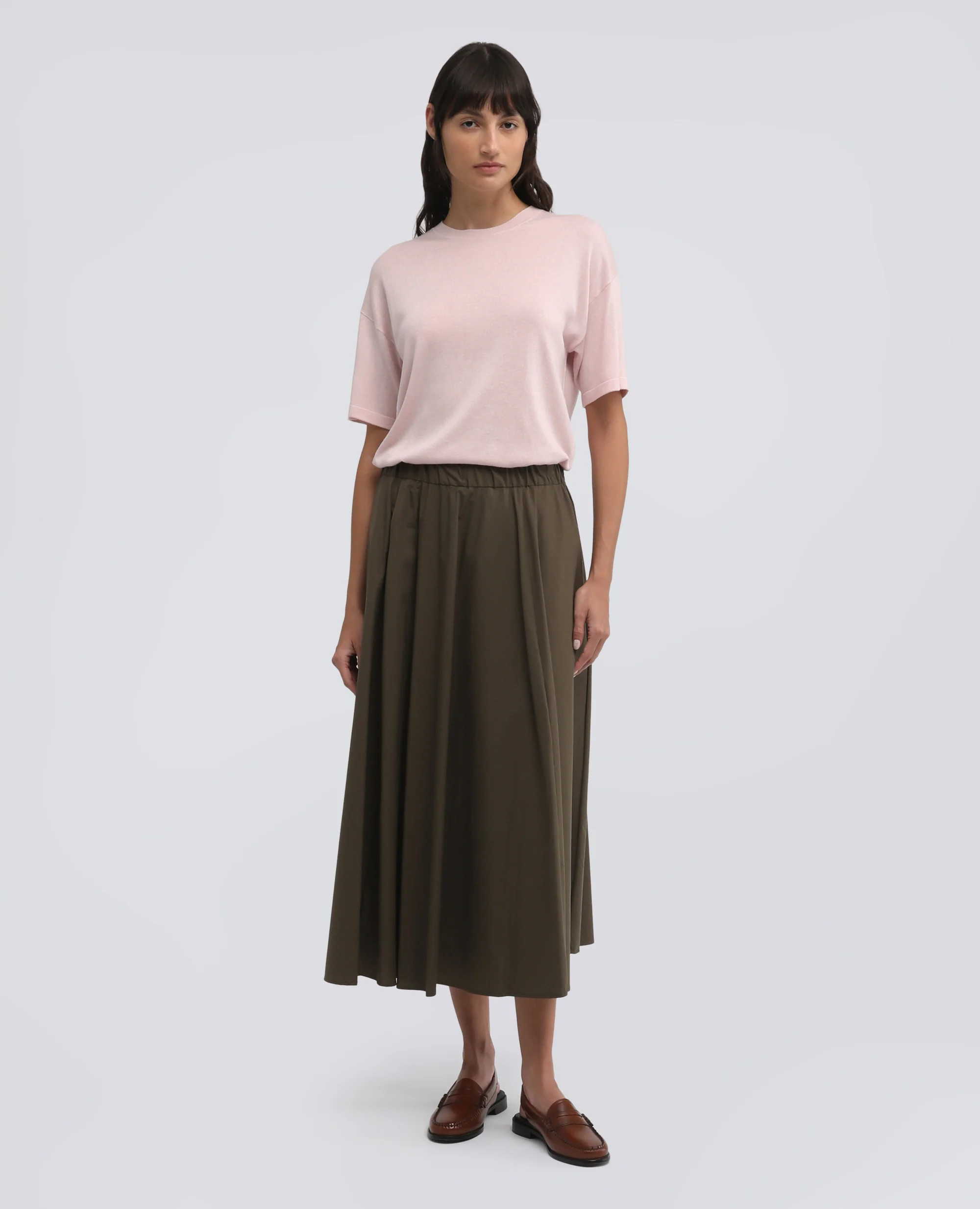 T-SHIRT DI MAGLIA IN MISTO SETA, COTONE E CASHMERE - ROSA - Image 2