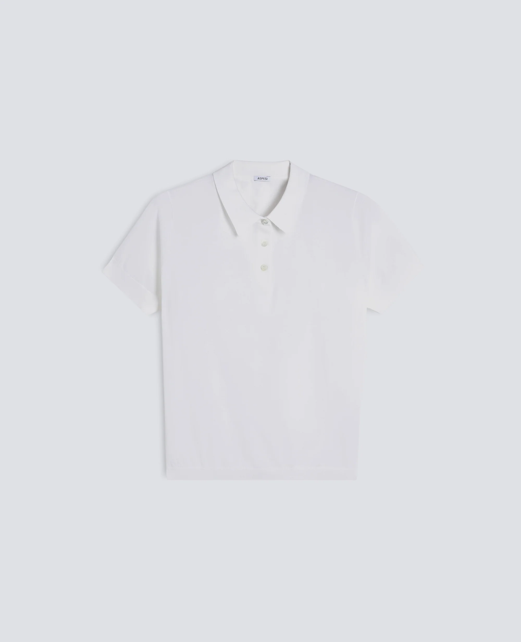 POLO IN MISTO COTONE, SETA E LINO - BIANCO