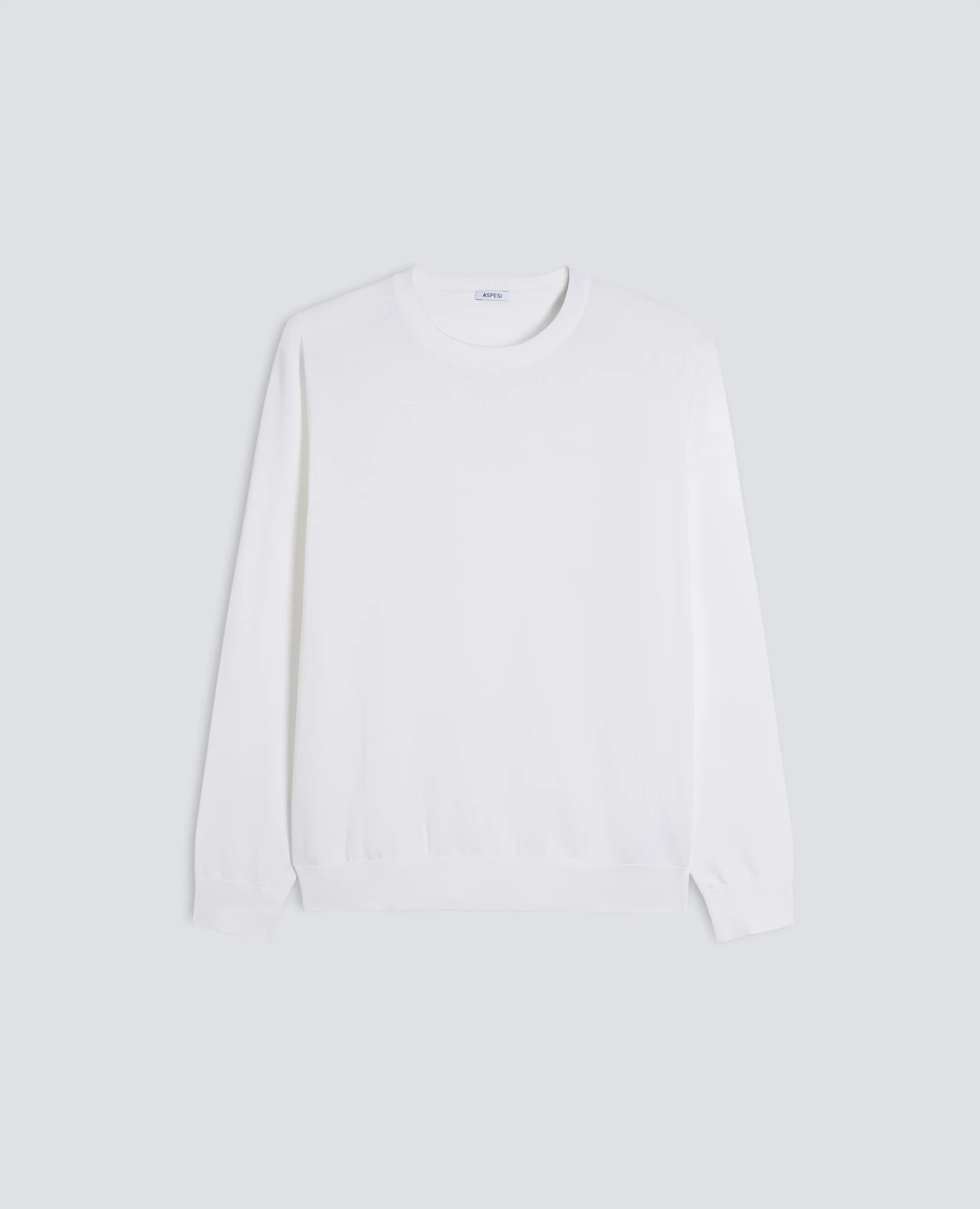 MAGLIA GIROCOLLO A MANICHE LUNGHE IN MISTO COTONE, SETA E LINO - BIANCO