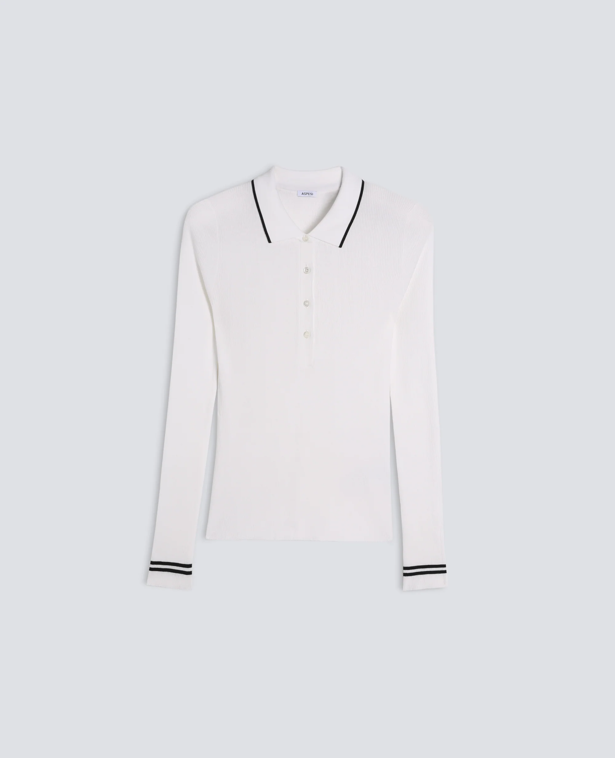 POLO A MANICHE LUNGHE REALIZZATA IN FILATO DI PURO COTONE - BIANCO