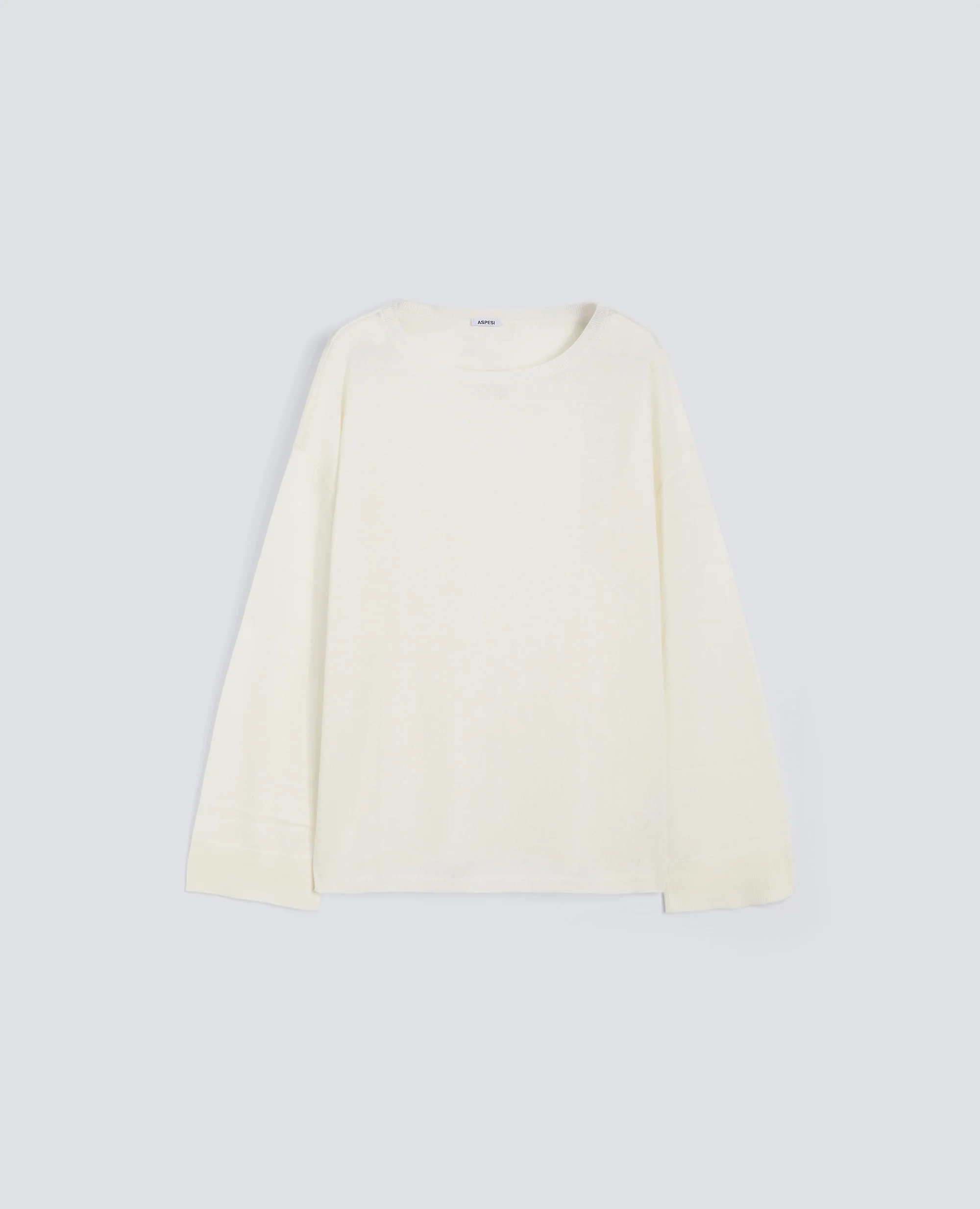 MAGLIA A MANICHE LUNGHE IN MISTO SETA, COTONE E CASHMERE - BIANCO