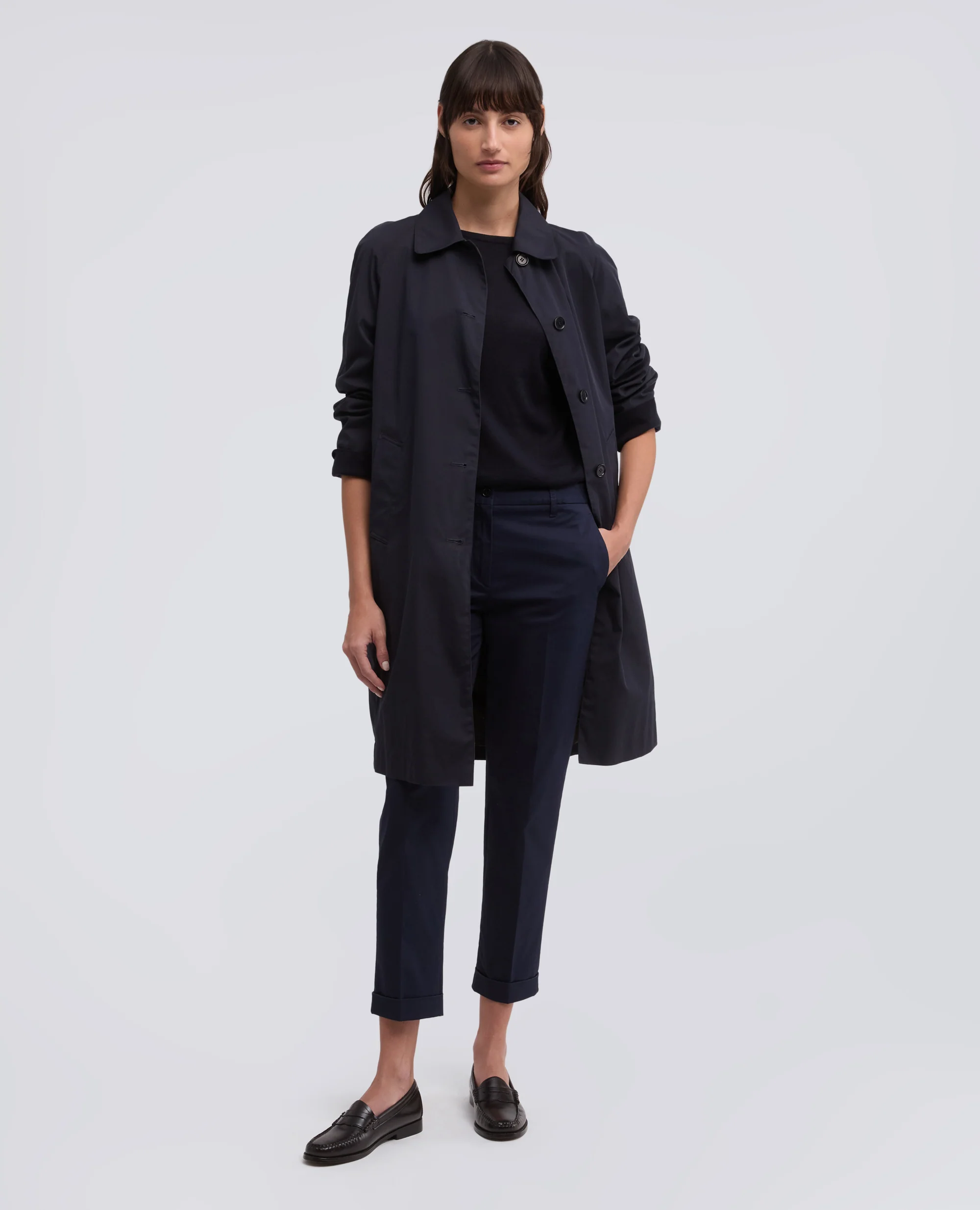 MAGLIA A MANICHE LUNGHE IN MISTO SETA, COTONE E CASHMERE - BLU BLACK - Image 2