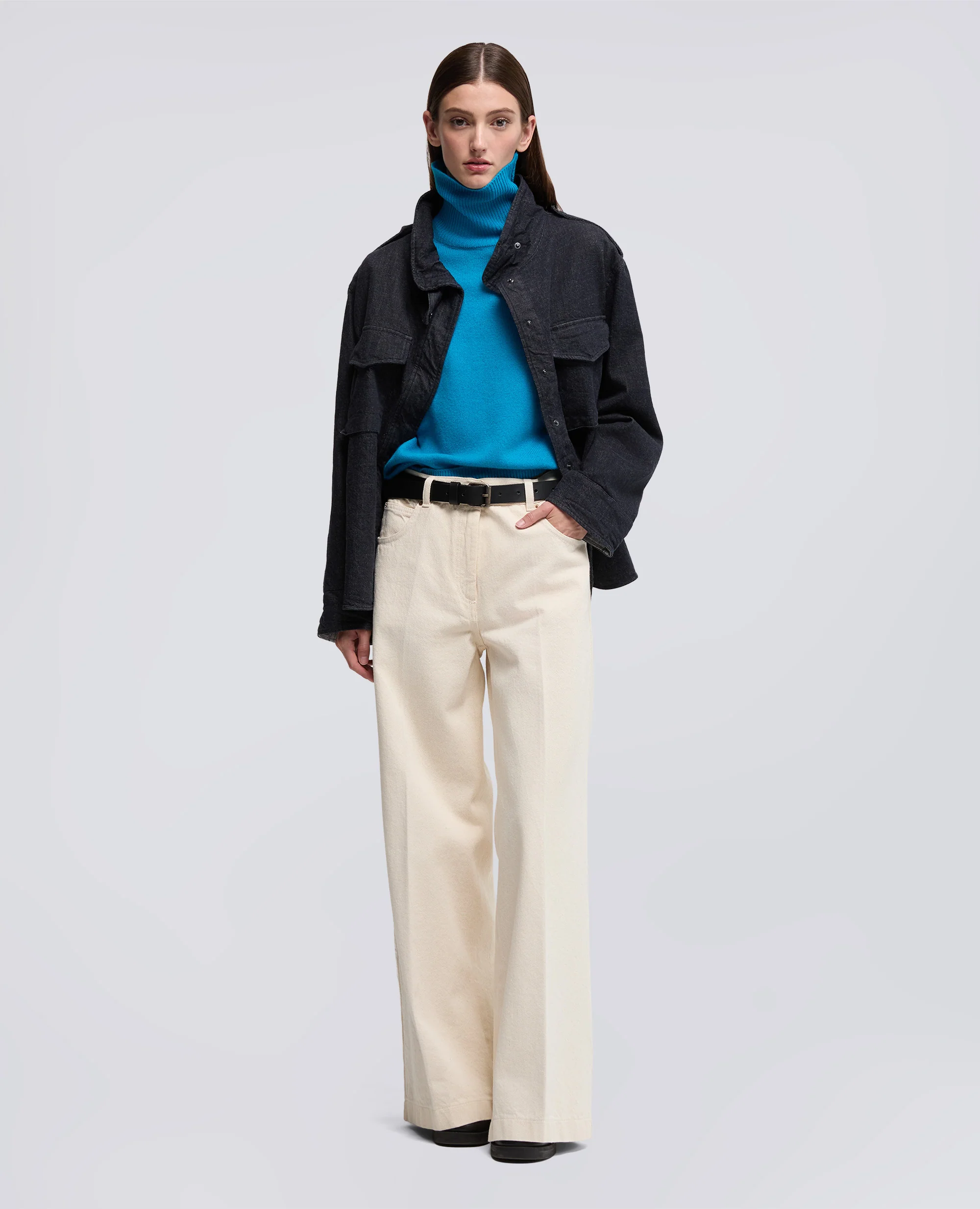 MAGLIA DOLCEVITA IN MISTO LANA, YAK E CASHMERE - AZZURRO - Image 2