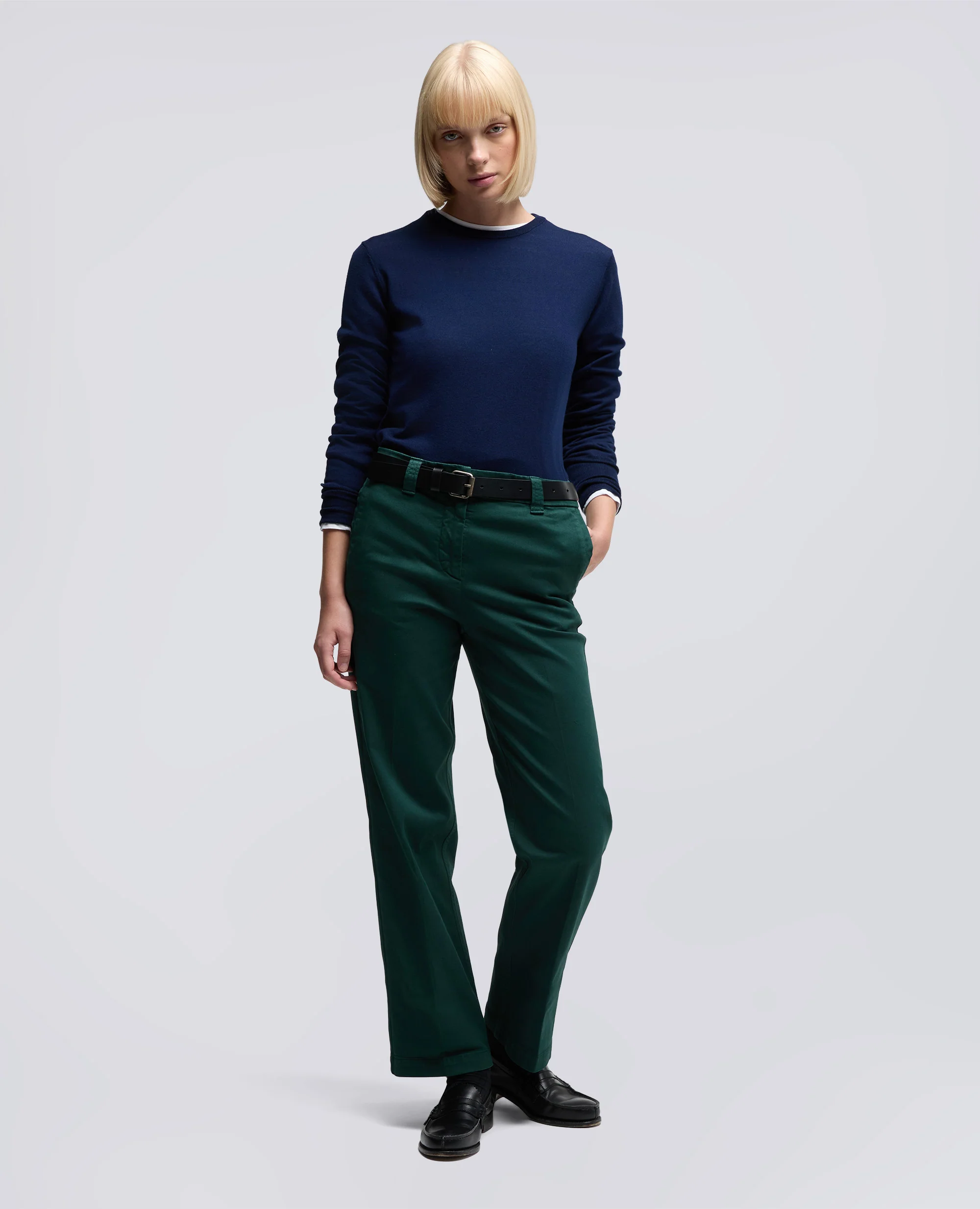 MAGLIA GIROCOLLO IN LANA MERINO - BLU - Image 2