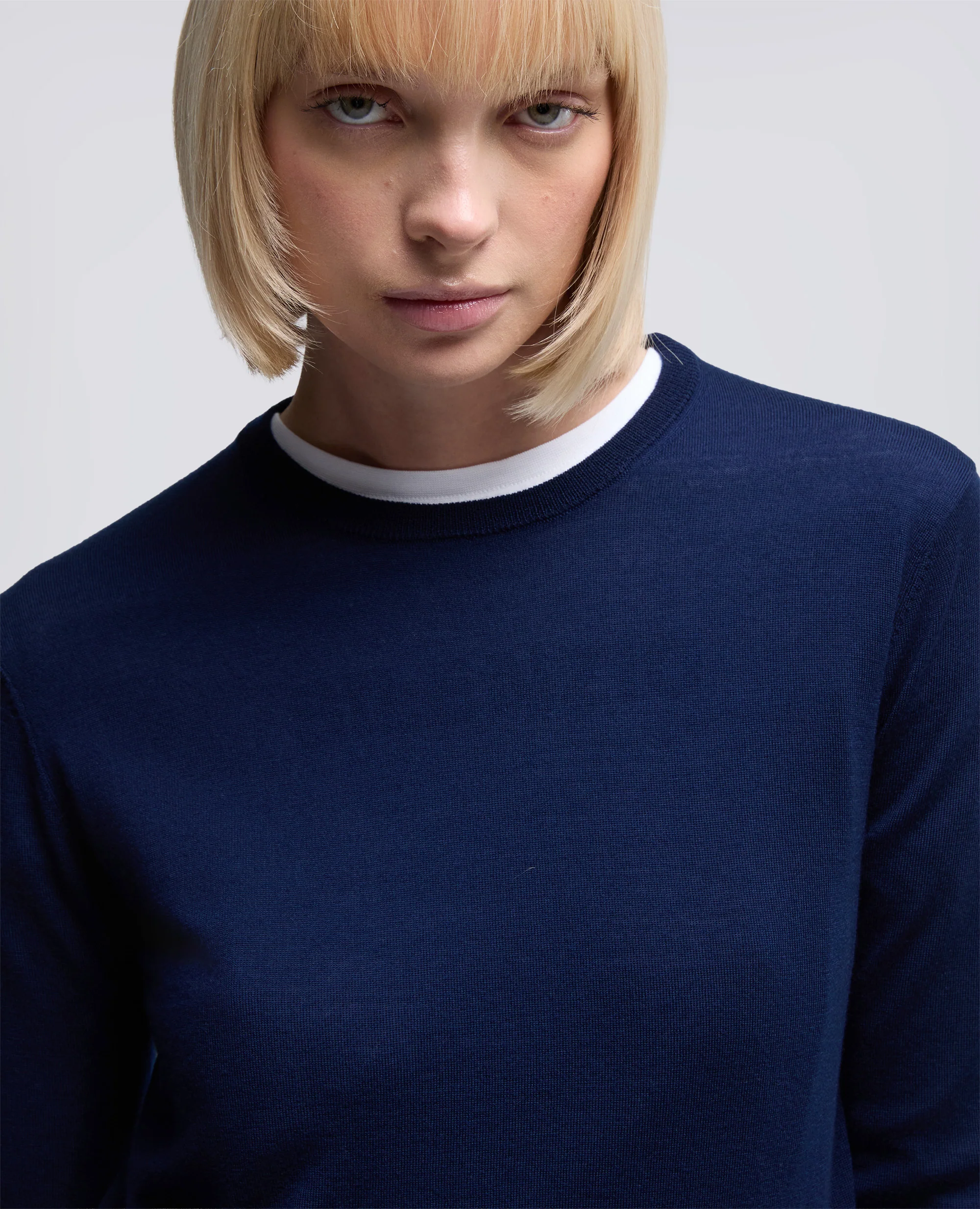 MAGLIA GIROCOLLO IN LANA MERINO - BLU - Image 4