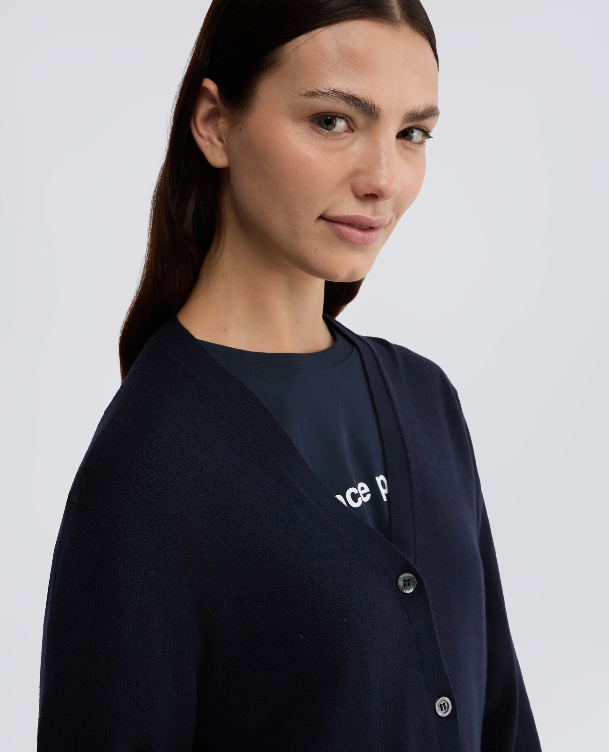 CARDIGAN IN LANA E CASHMERE - NAVY - Image 4